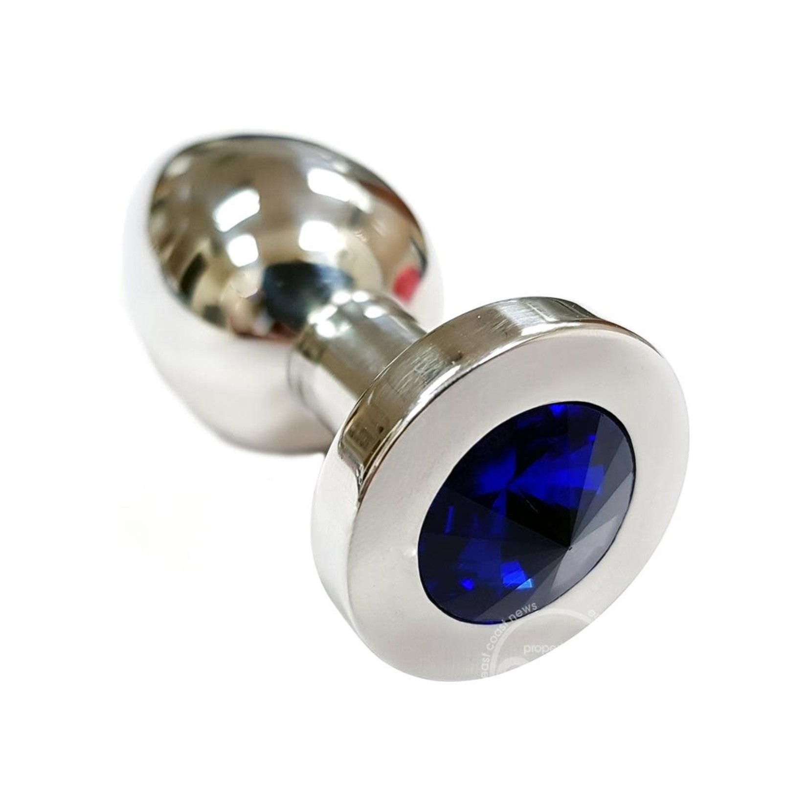 Rouge Smooth Stainless Steel Anal Plug - Medium - Blue Jewel