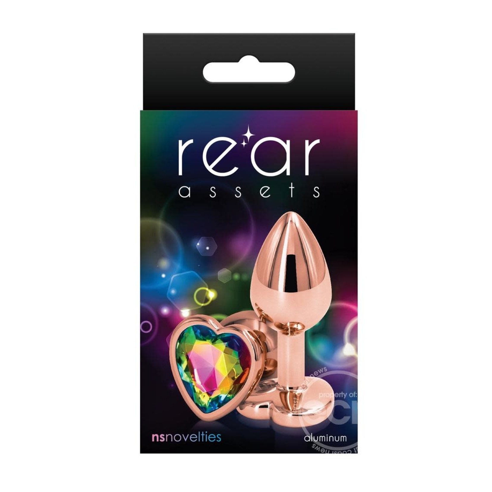 Rear Assets Rose Gold Heart Anal Plug - Small - Rainbow