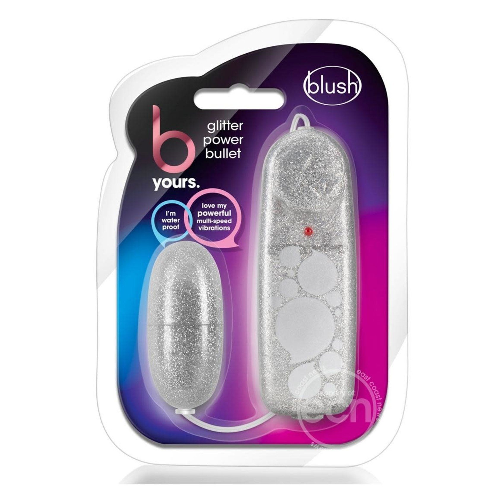 B Yours Glitter Power Bullet Vibrator with Remote Control - Silver