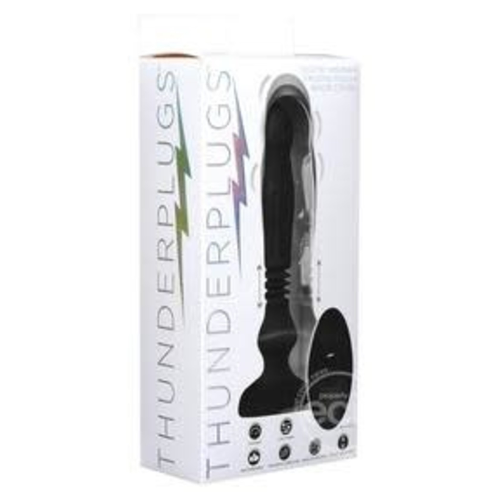 Thunder Plugs Silicone Swelling & Thrusting Plug with Remote Control - Black