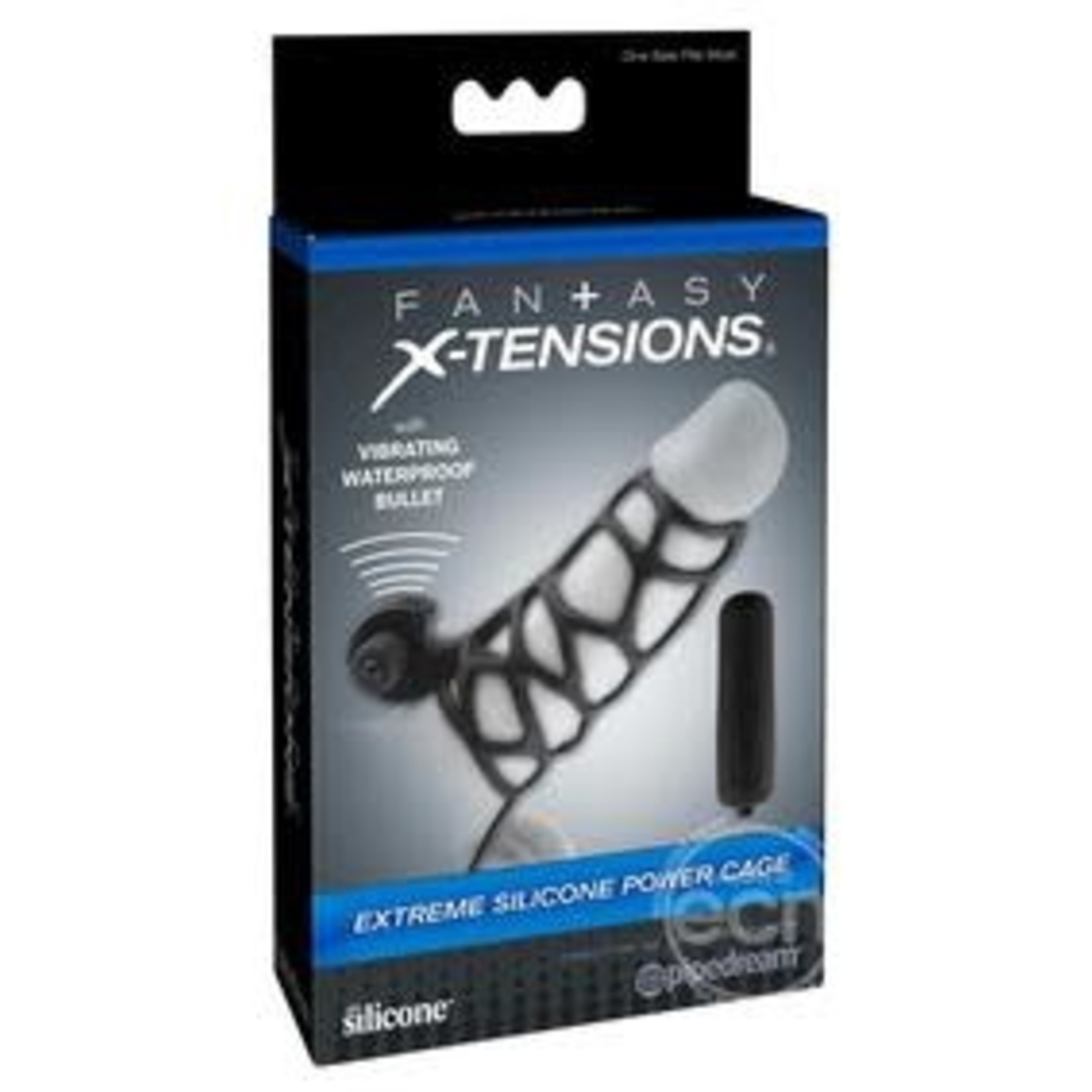 Fantasy Xtensions Silicone Extreme Power Vibrating Cock Cage Black