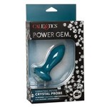 Power Gem Vibrating Petite Crystal Probe Silicone Rechargeable Butt Plug - Blue