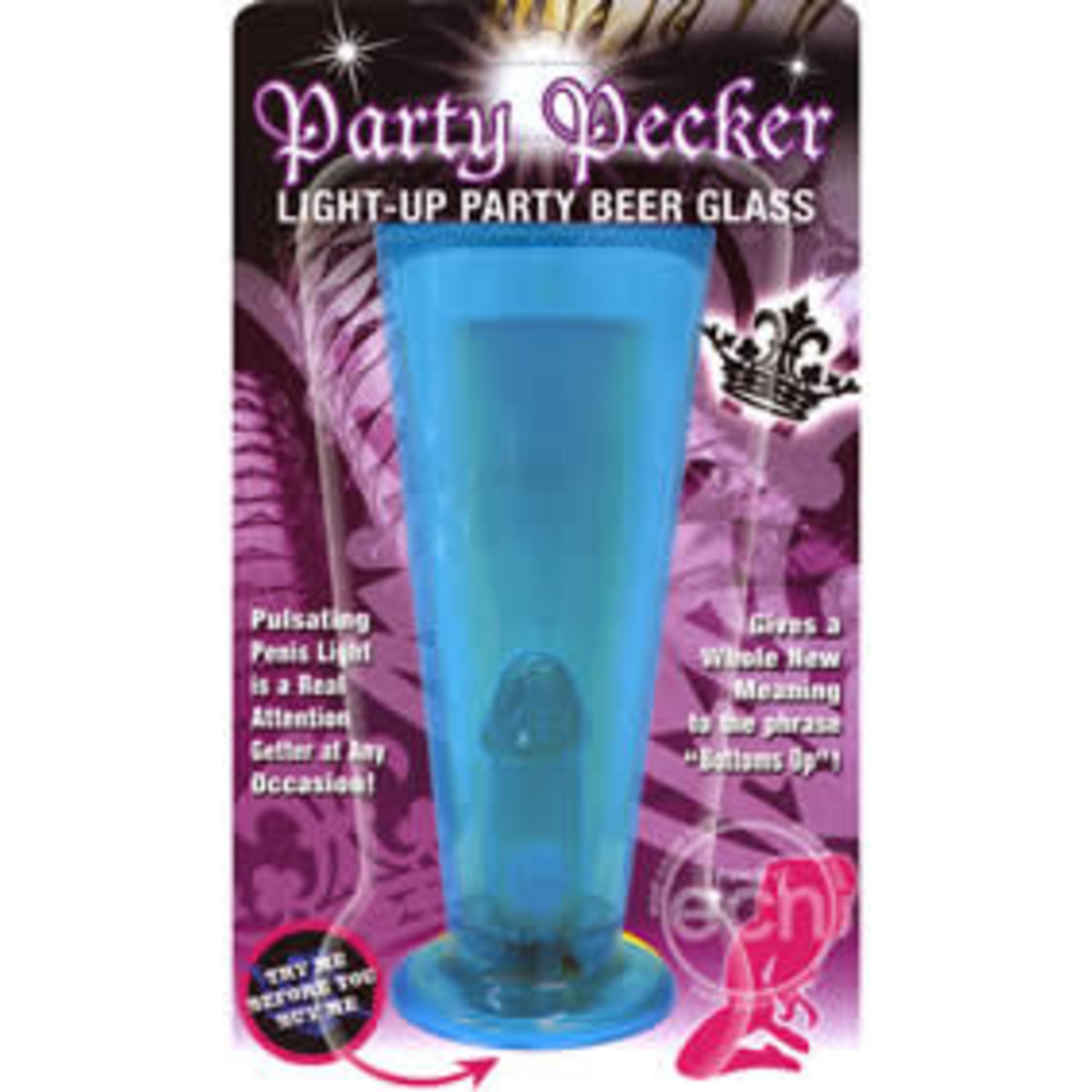 Party Pecker Light Up Party Beer Glass Blue