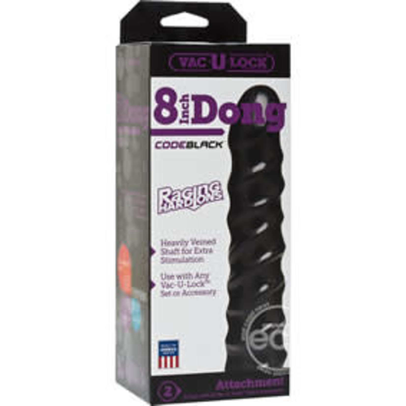 Vac-U-Lock CodeBlack Raging Hard-Ons Dildo 8in - Black