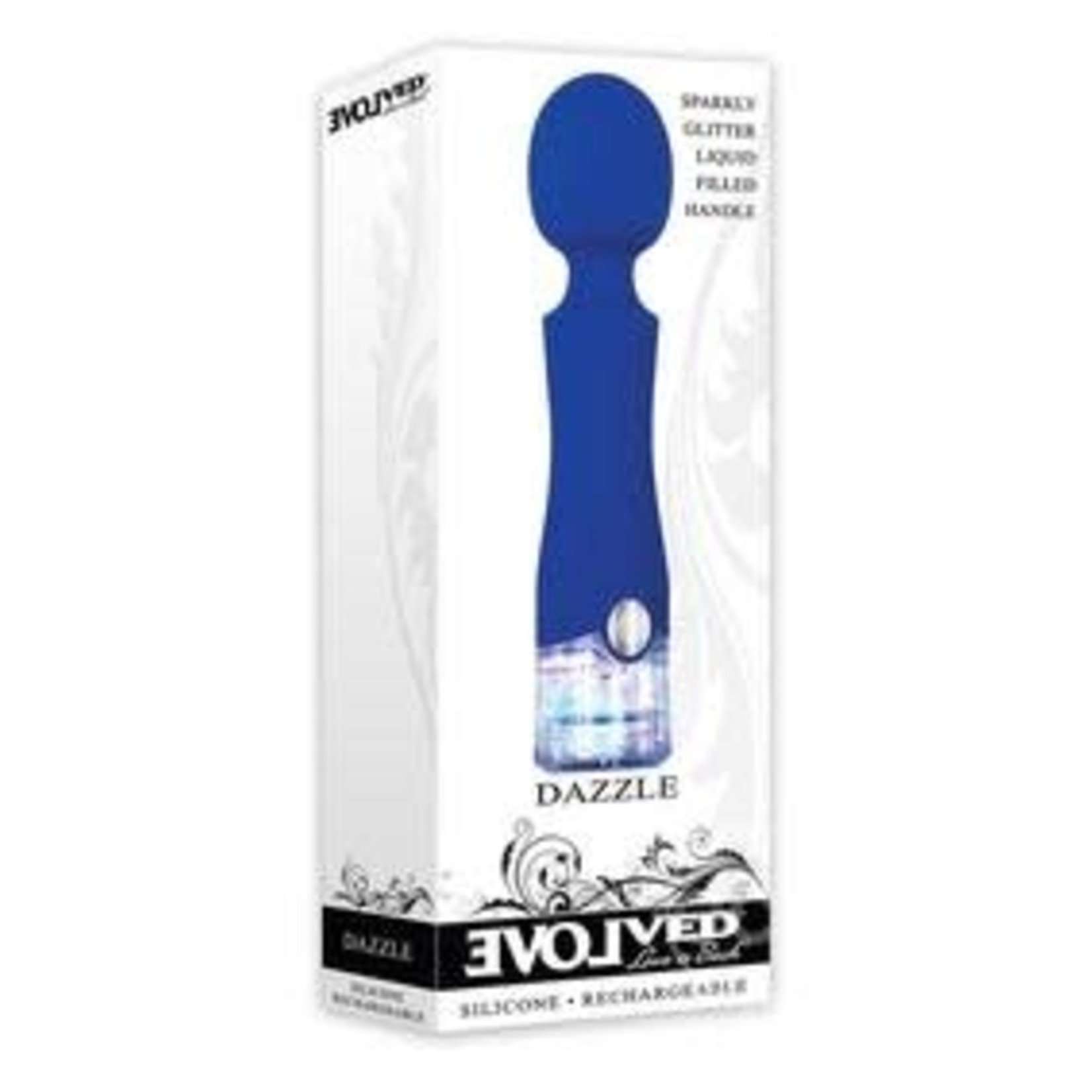 Dazzle Rechargeable Silicone Wand Massager With Glitter Handle - Blue