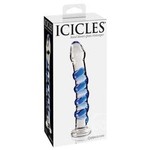Icicles No 5 Textured Glass Dildo 7.25in - Clear And Blue