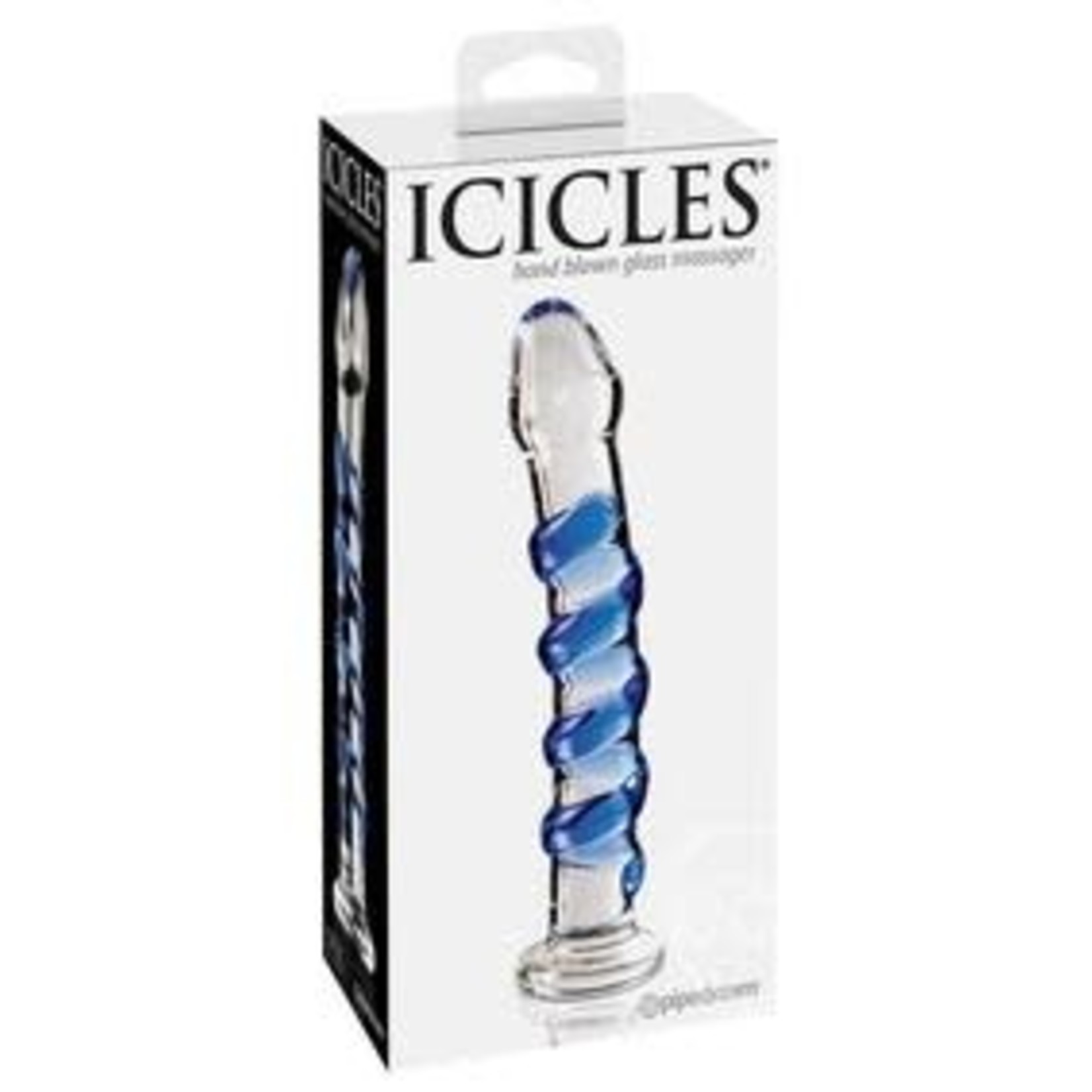 Icicles No 5 Textured Glass Dildo 7.25in - Clear And Blue