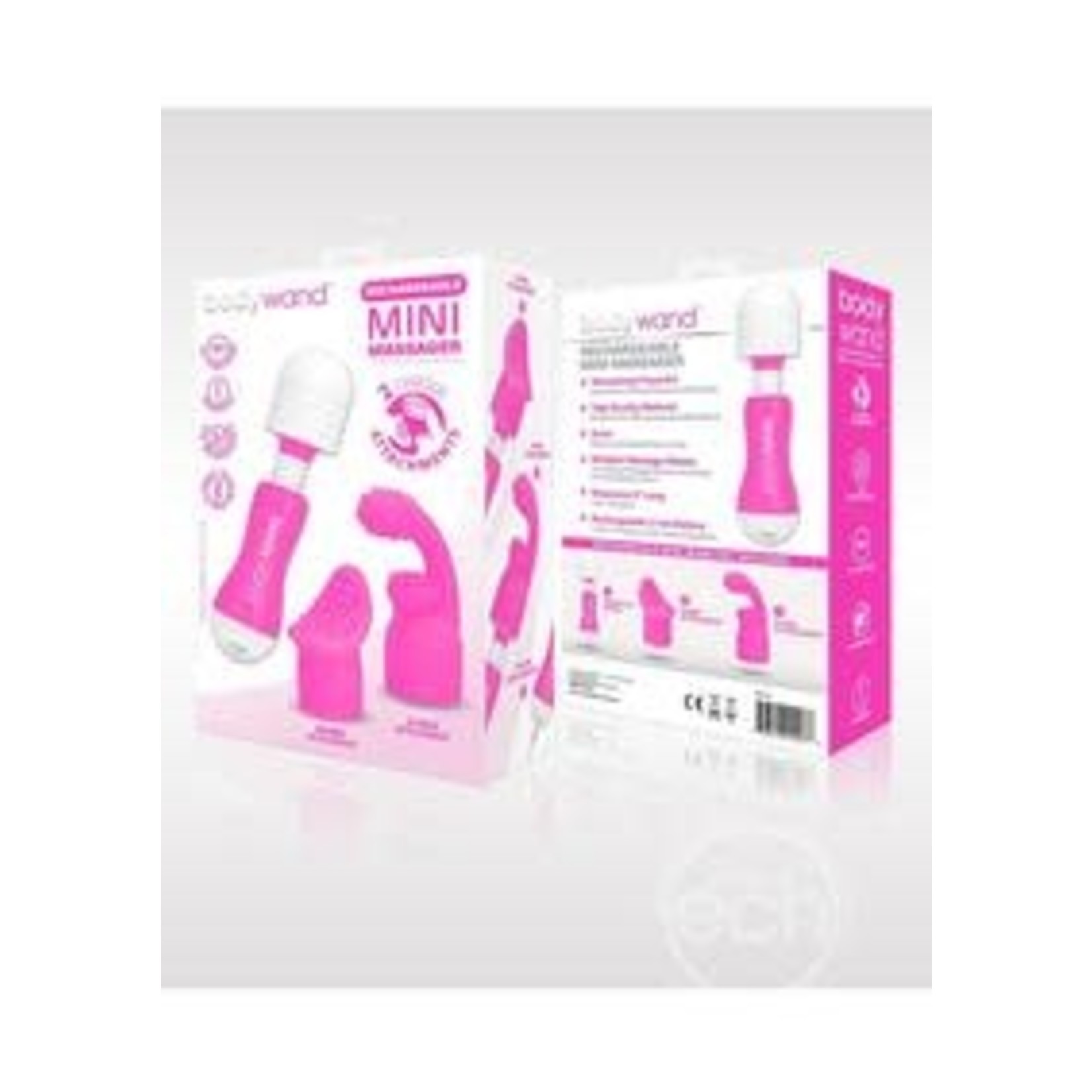 Bodywand Rechargeable Silicone Mini Wand Massager With Two Attachments - Pink