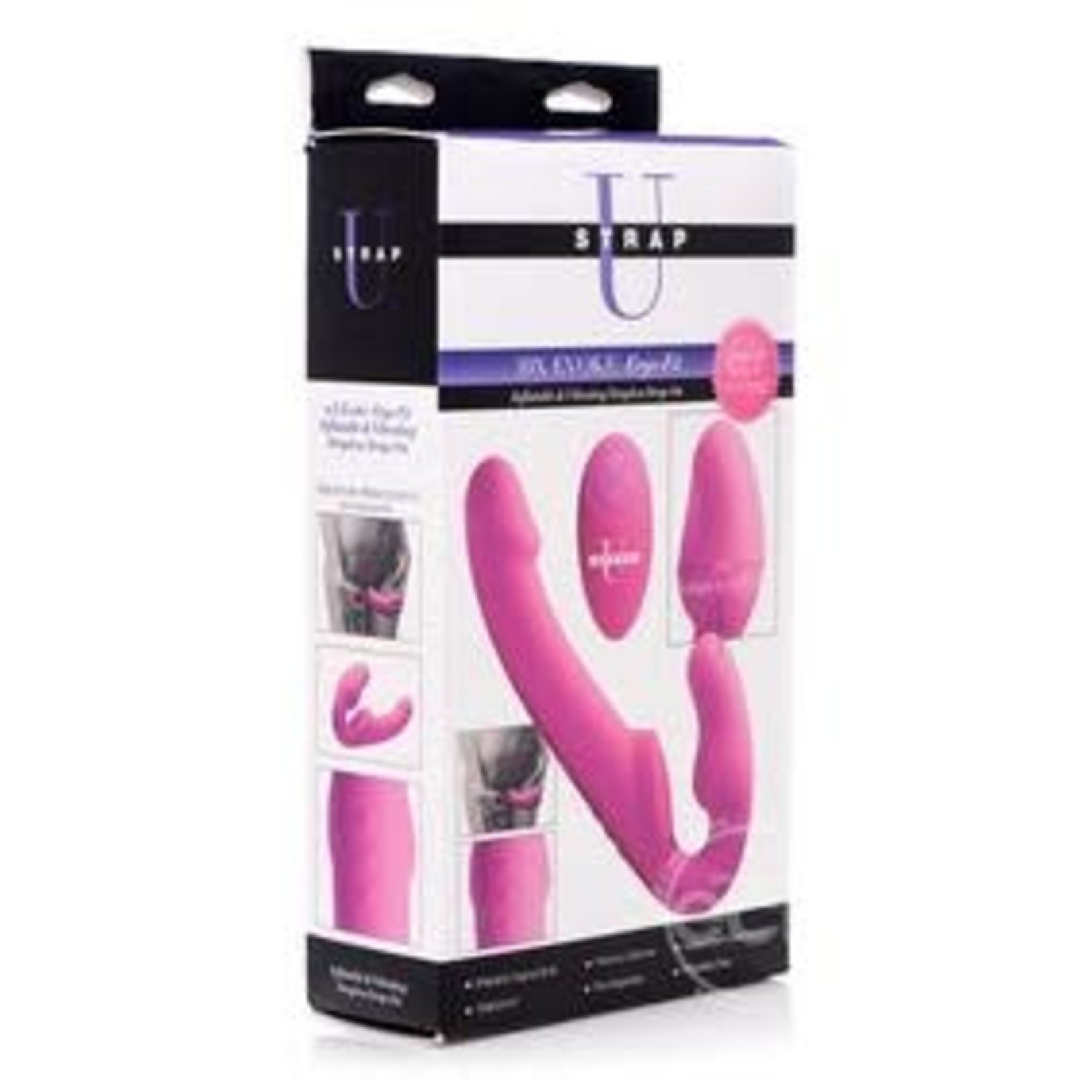 Strap U Evoke Ergo Fit Inflatable & Vibrating Silicone Strapless Strap-on with Remote Control - Pink