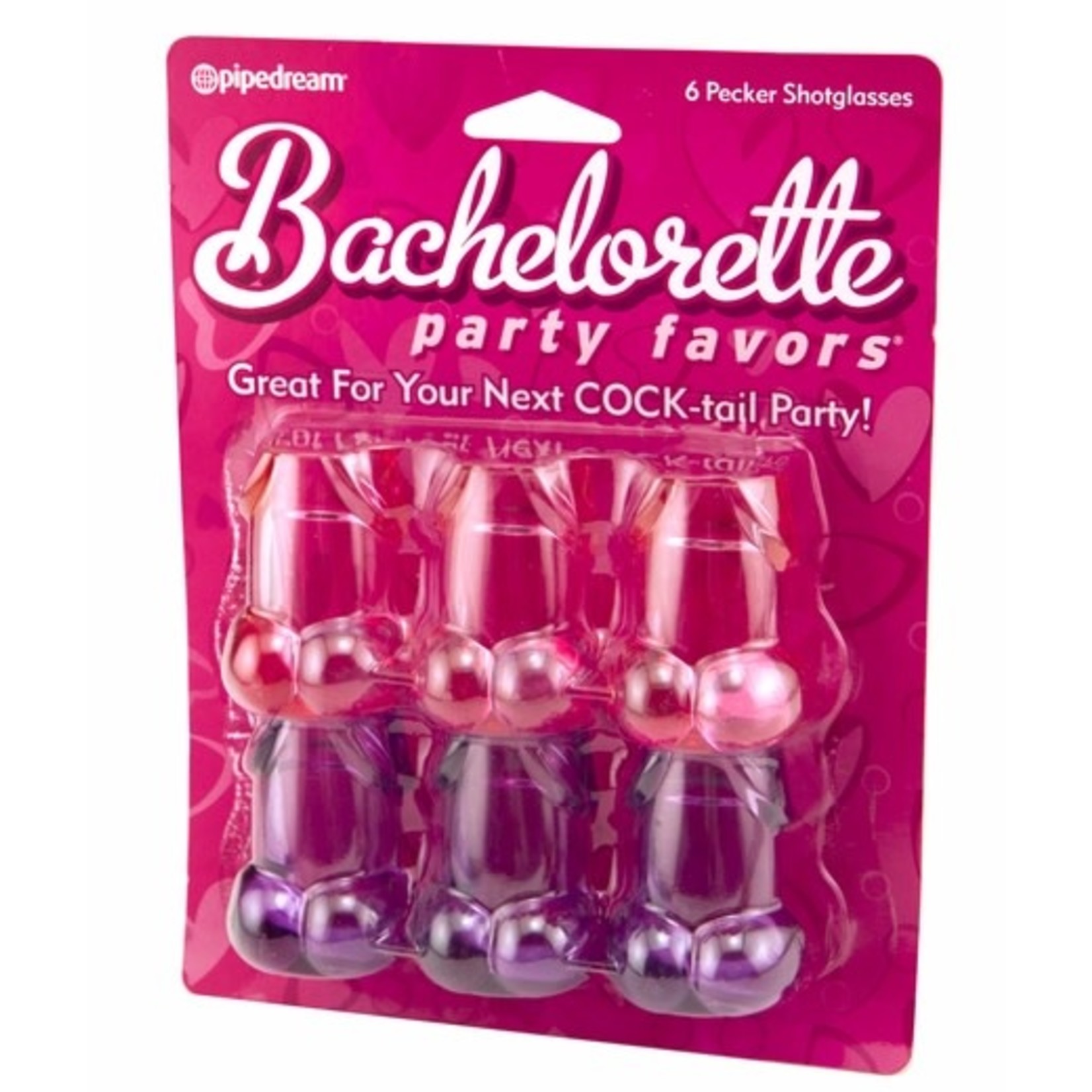 Bachelorette Party Favors Pecker Shot Glasses (6 per Set) - Pink/Purple
