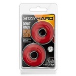 Stay Hard Donut Cock Rings Oversized (2 Pack )- Red