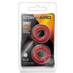 Stay Hard Donut Cock Rings (2 Pack) - Red