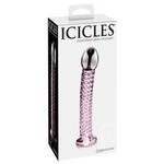 Icicles No 53 Textured Glass Dildo 6.75in - Clear And Pink