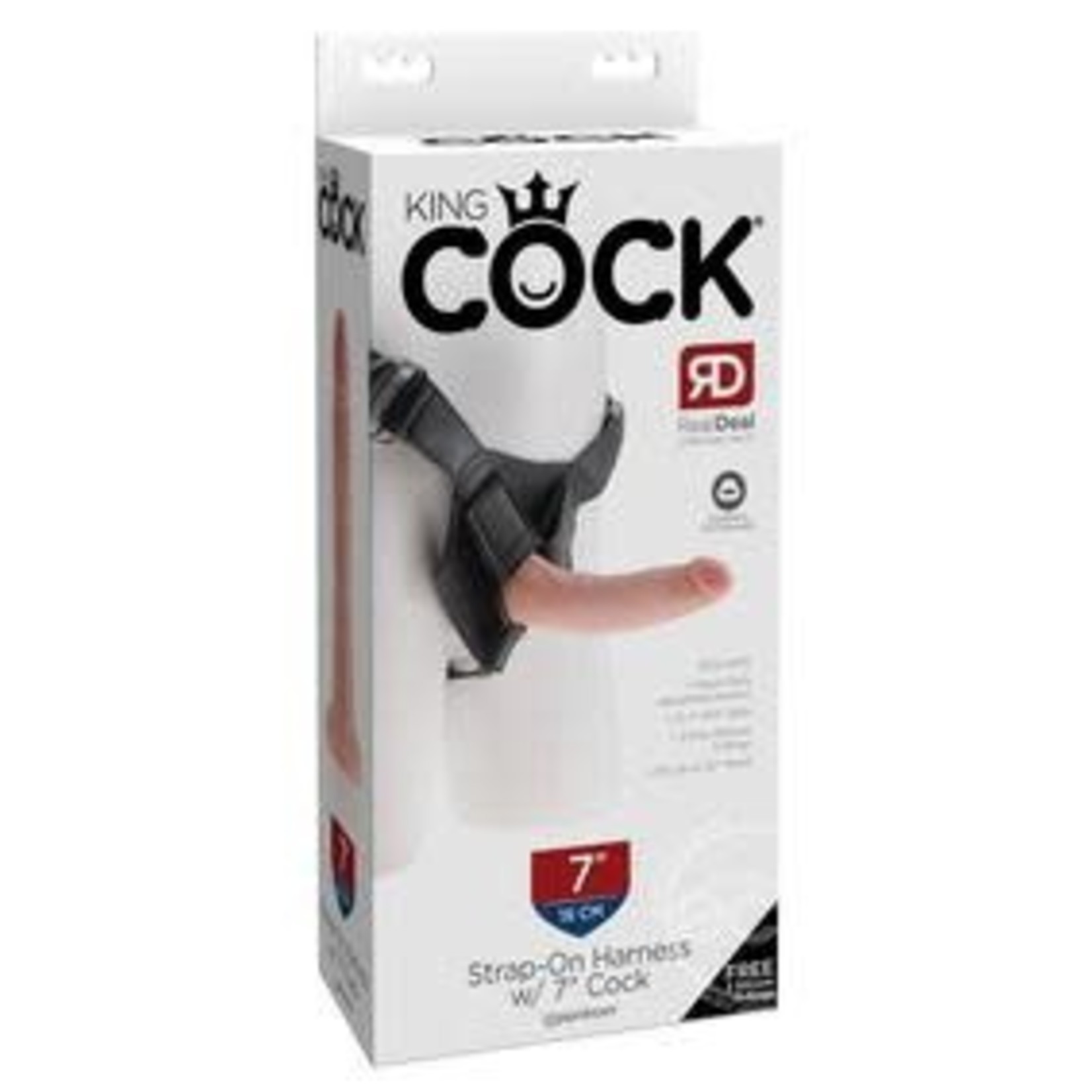 King Cock Strap on Harness with Dildo 7in - Vanilla