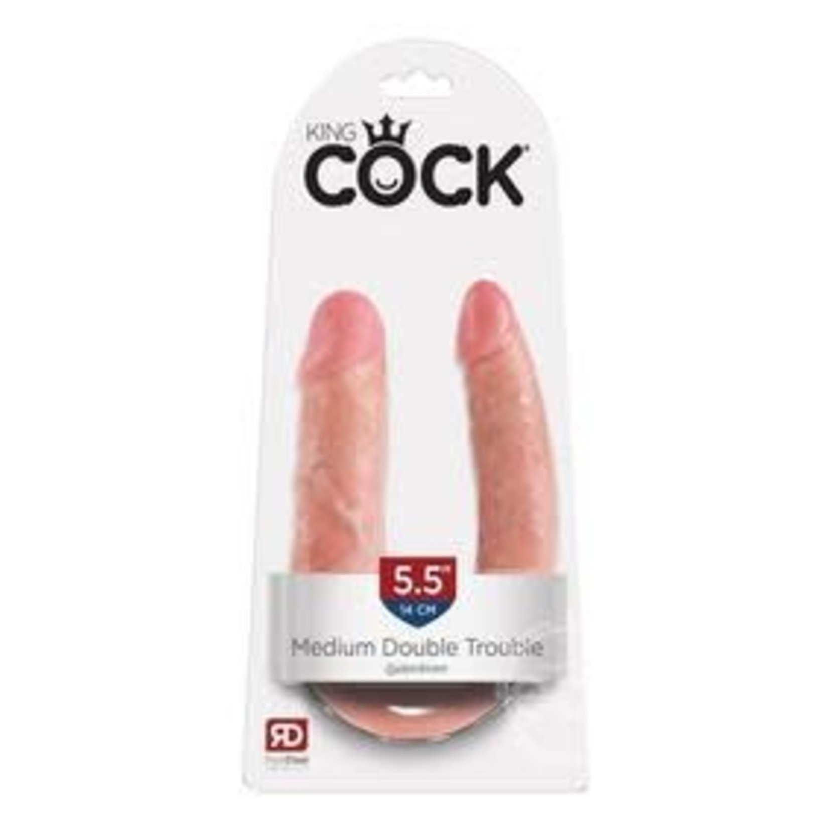 King Cock U-Shaped Medium Double Trouble Dildo - Vanilla