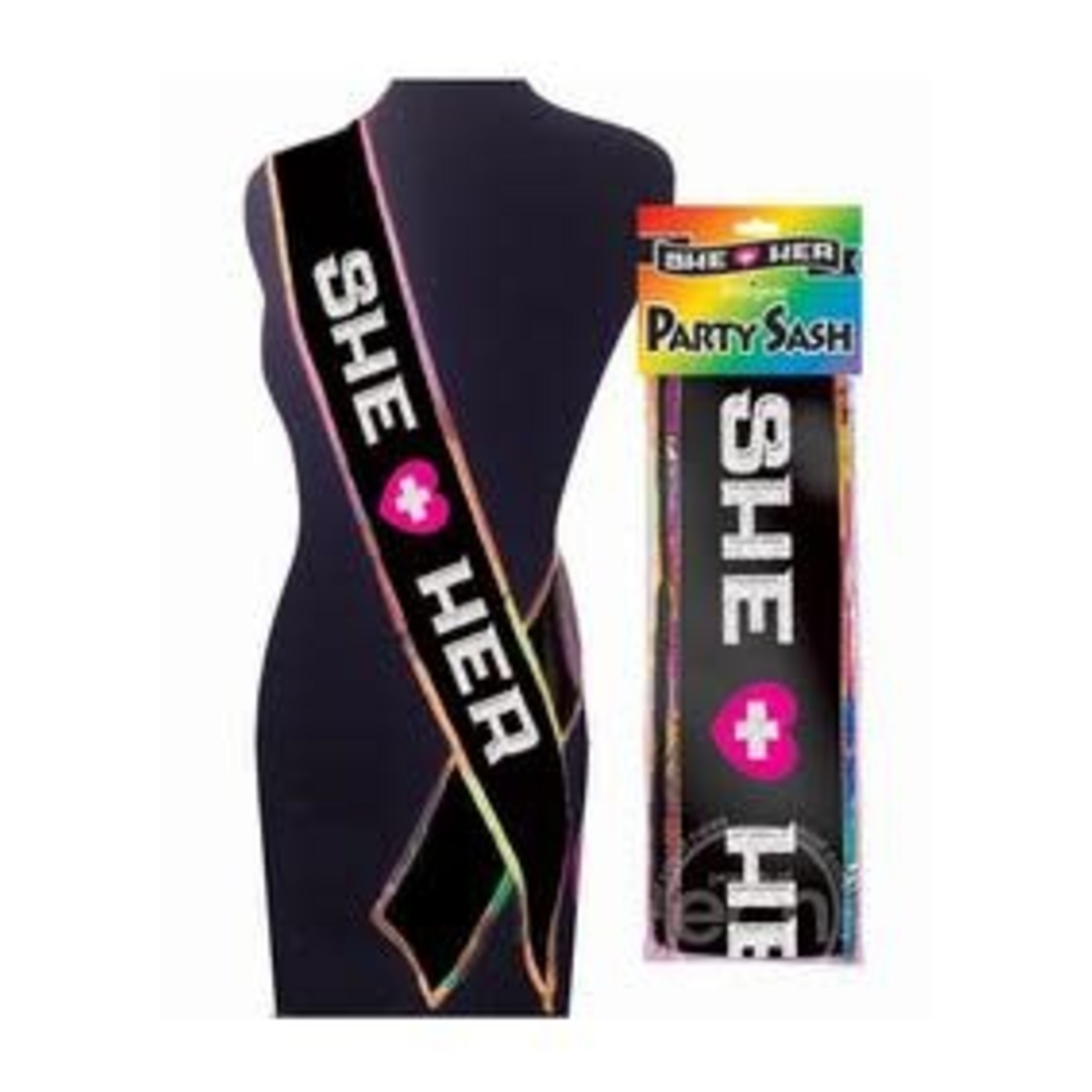 She + Her Party Sash - Black/White