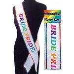 Bride Pride Party Sash - White/Rainbow