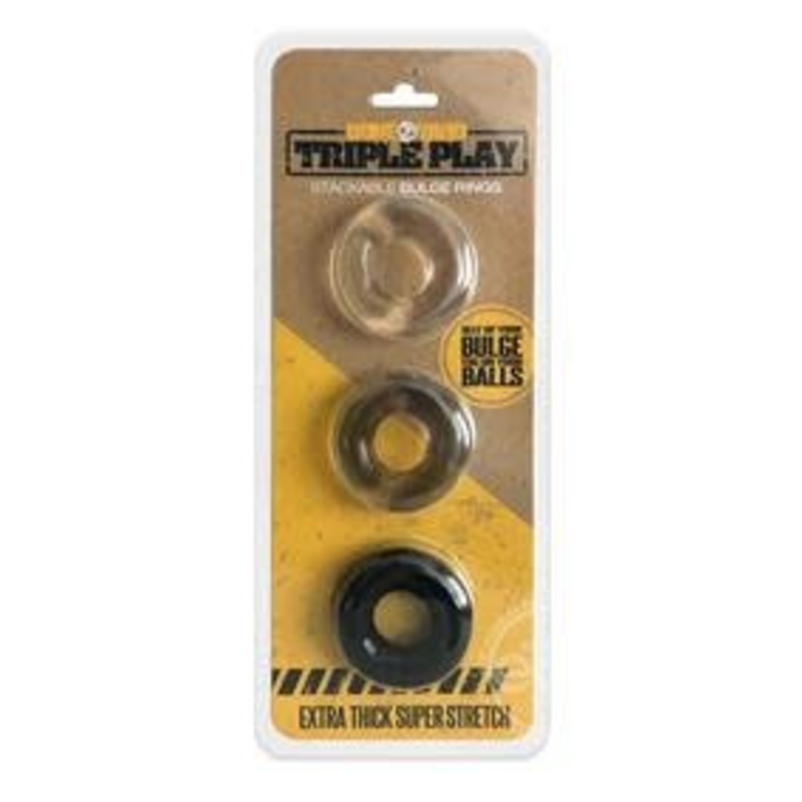 Boneyard Triple Play Stackable Bulge Cock Rings (Set of 3) - Assorted Colors