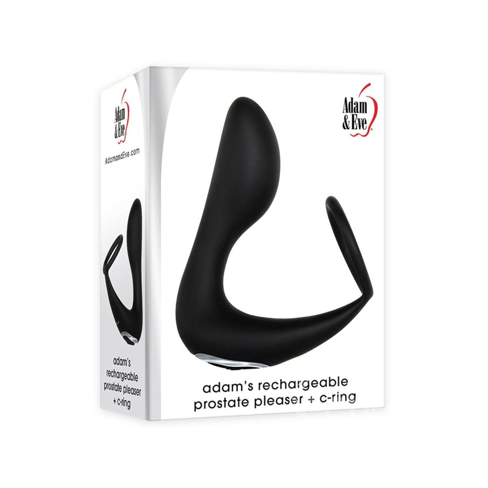 Adam & Eve Adam's Silicone Rechargeable Prostate Pleaser + Cock Ring - Black