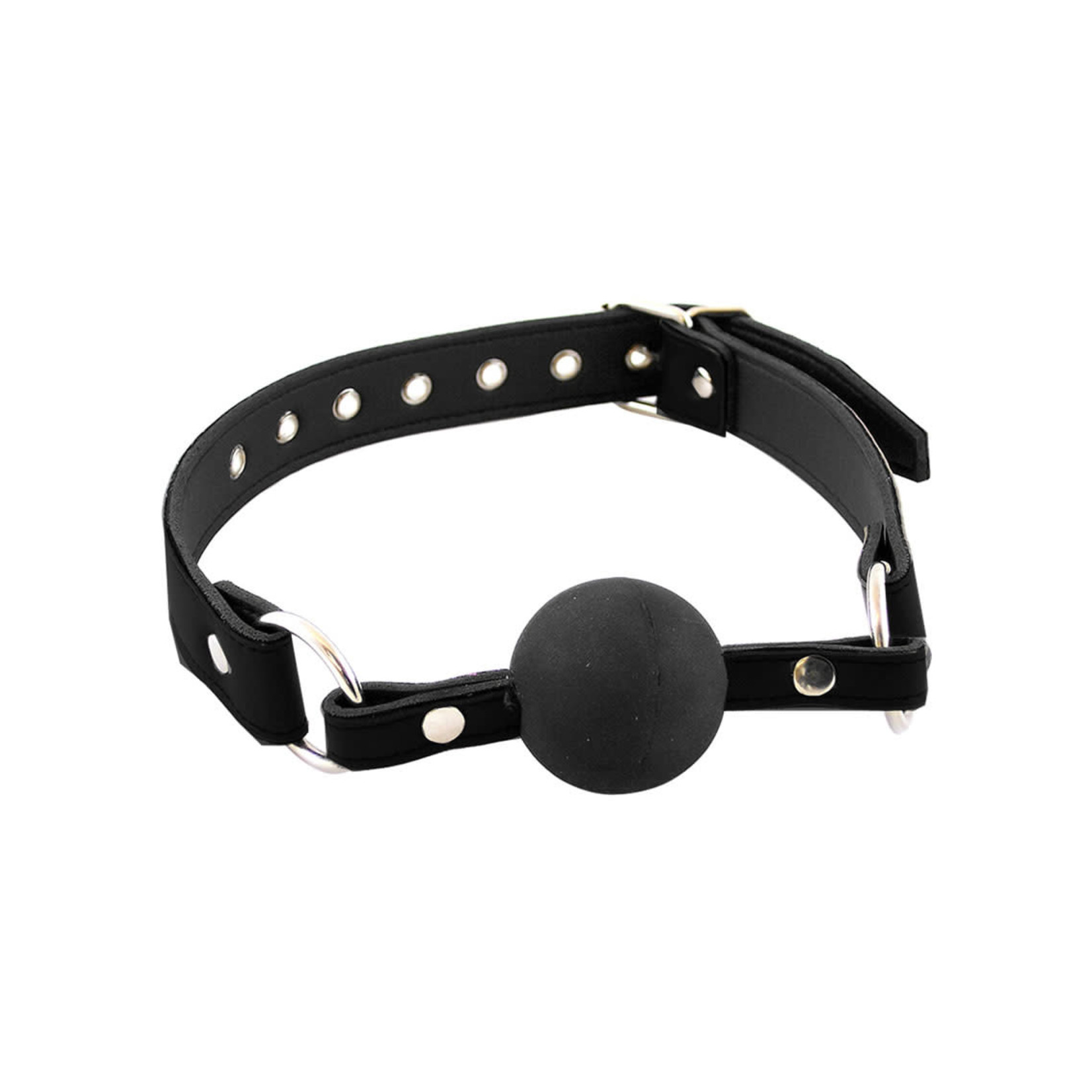 Rouge Fetish Play Leather Adjustable Ball Gag - Black