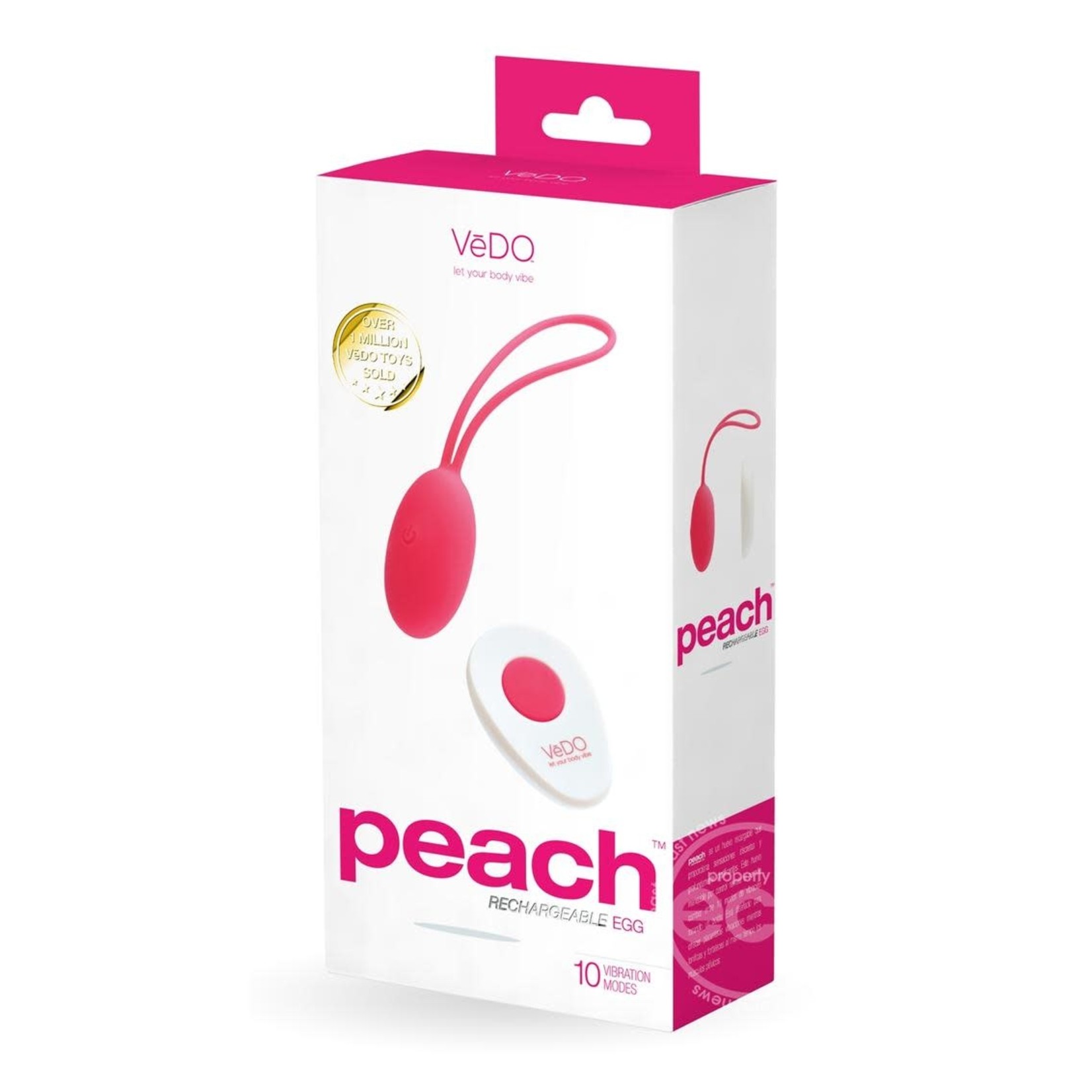 VeDO Peach Rechargeable Silicone Egg Vibrator - Foxy Pink