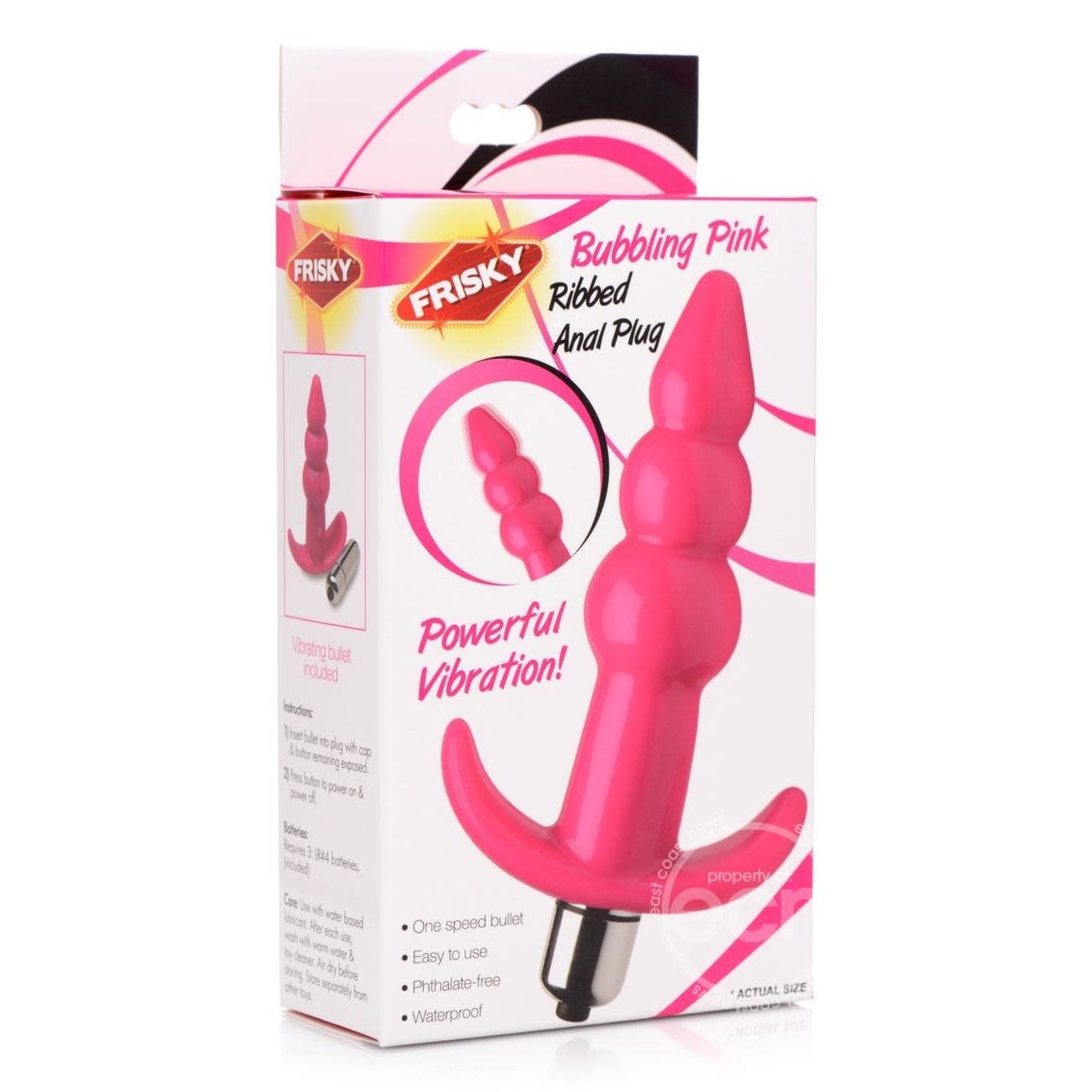 Frisky Bubbling Pink Ribbed Anal Plug - Pink