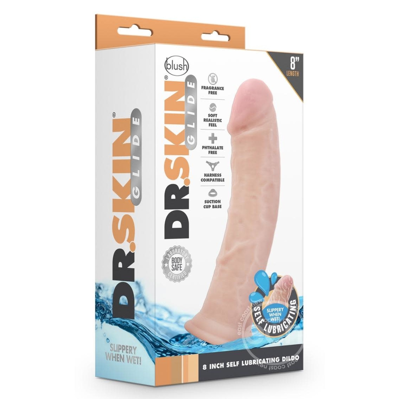 Dr. Skin Glide Self Lubricating Dildo 8in - Vanilla