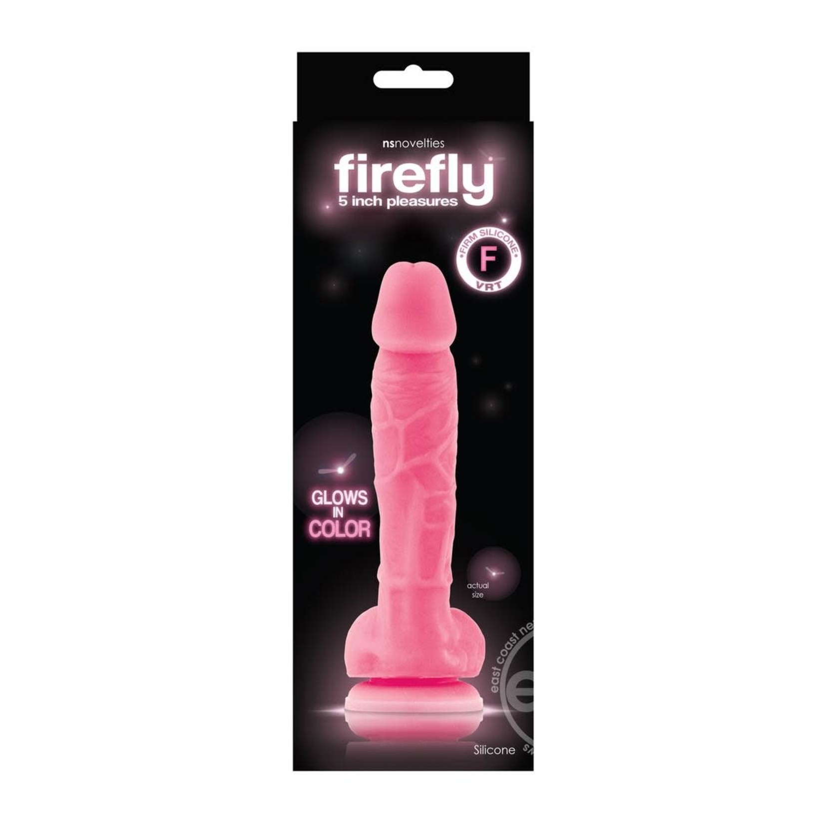 Firefly 5 Inch Pleasures Silicone Glow In The Dark Dildo 5in - Pink