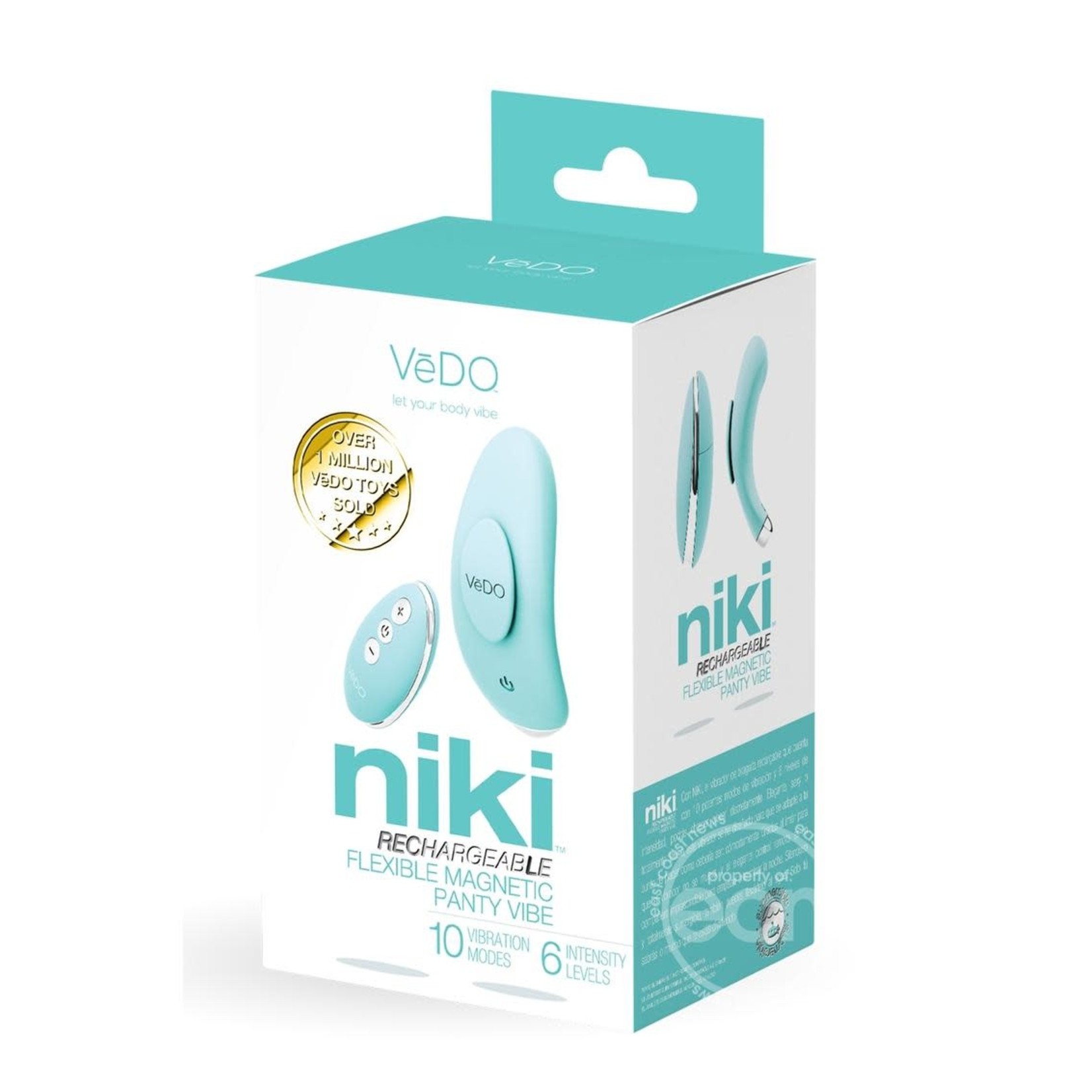 VeDO Niki Rechargeable Silicone Panty Vibrator - Tease Me Turquoise