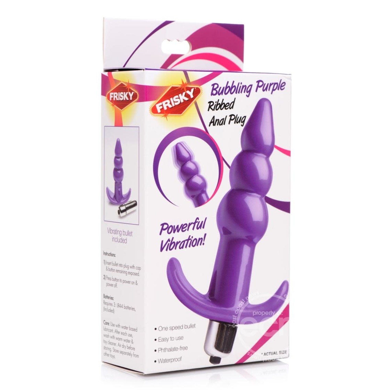 Frisky Bubbling Purple Ribbed Anal Plug - Purple