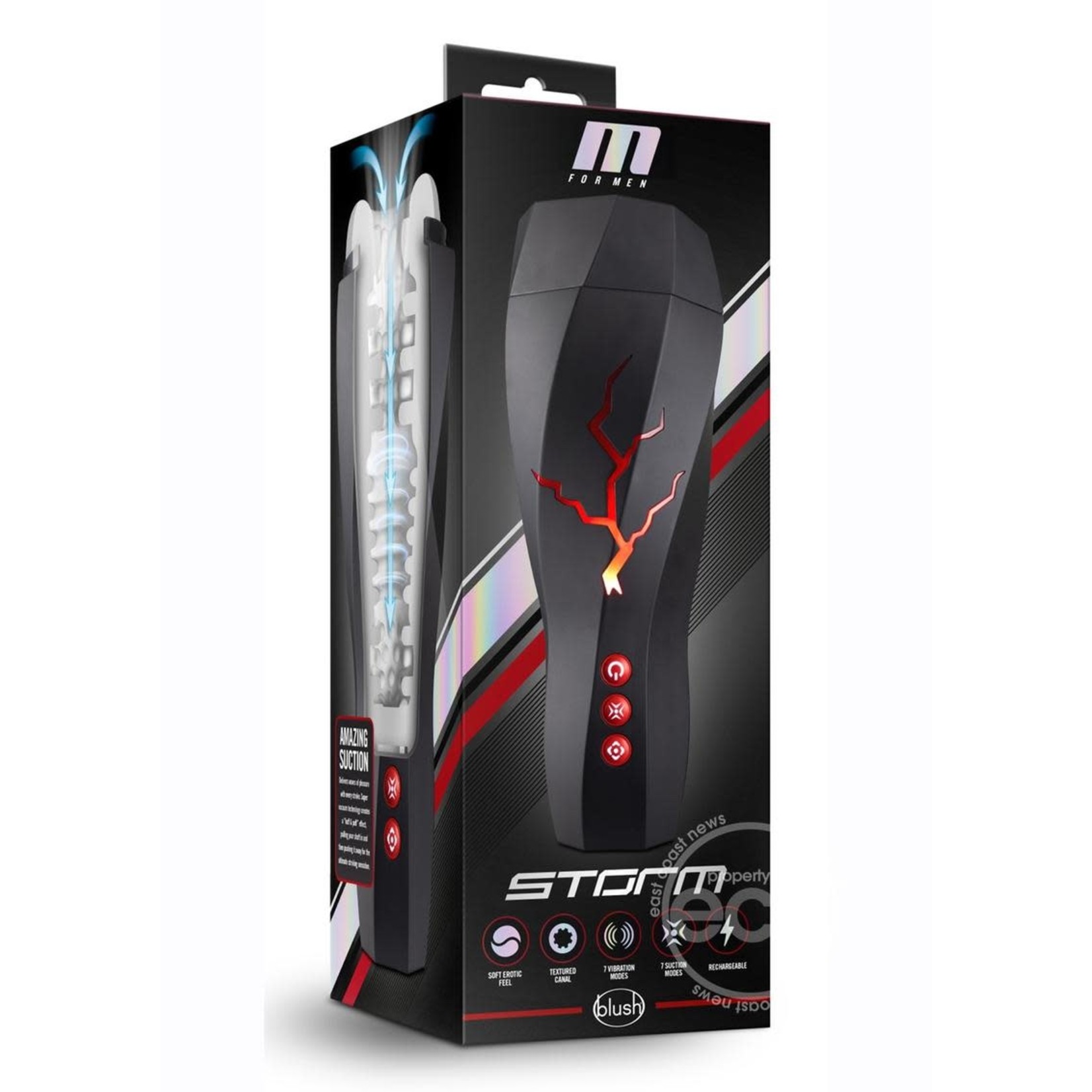 M For Men Storm Rechargeable Masturbator - Black/Red