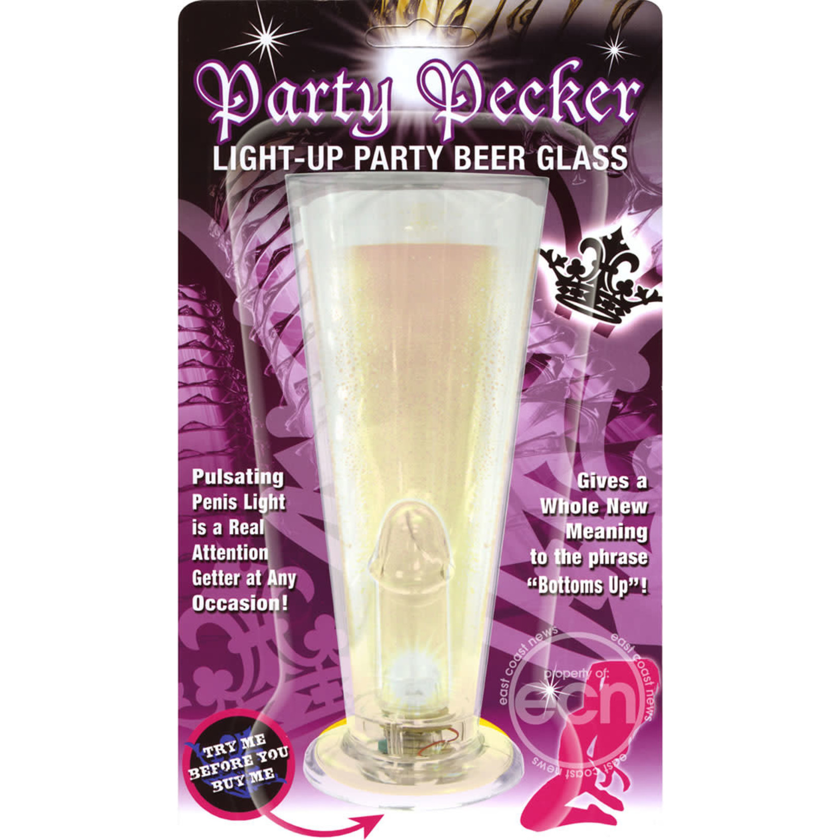 Party Pecker Light Up Party Beer Glass Clear