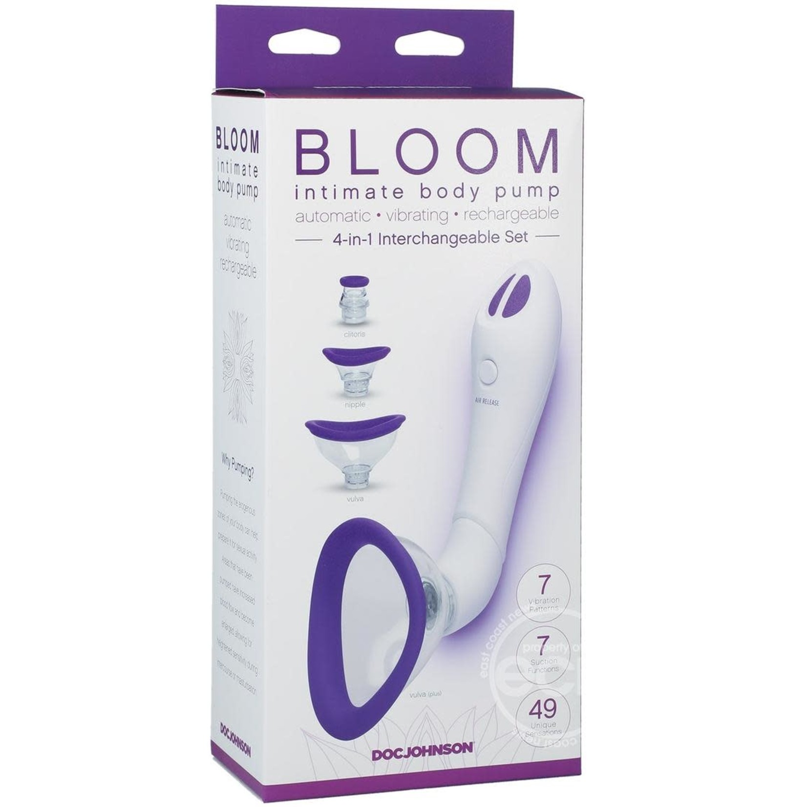 Bloom Intimate Silicone Rechargeable Body Pump - Purple/White