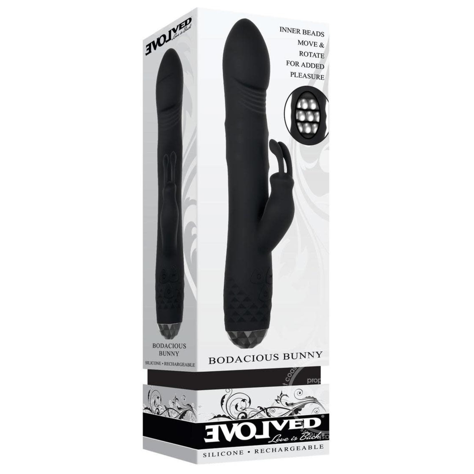 Bodacious Bunny Rechargeable Silicone Rabbit Vibrator - Black