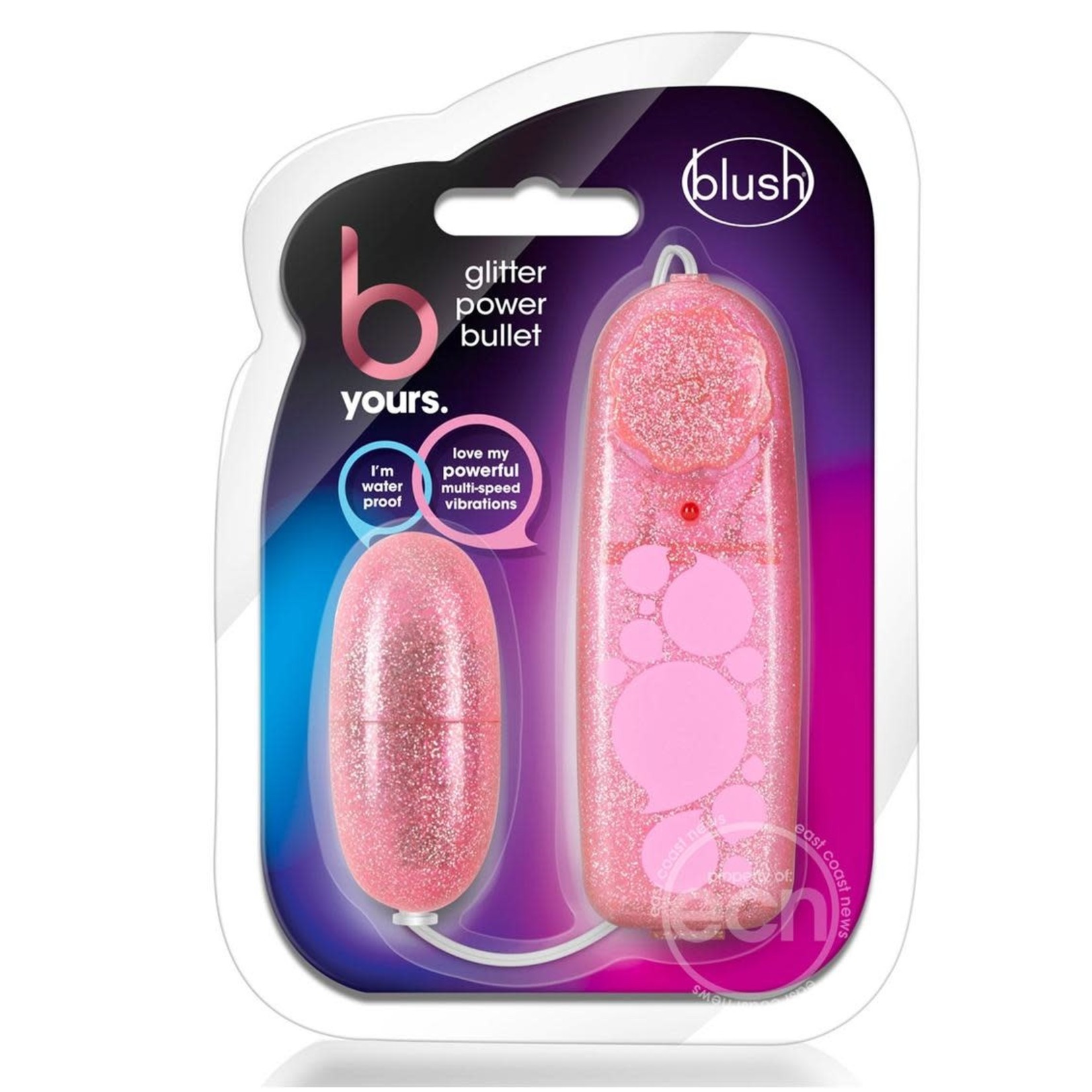 B Yours Glitter Power Bullet Vibrator with Remote Control - Pink