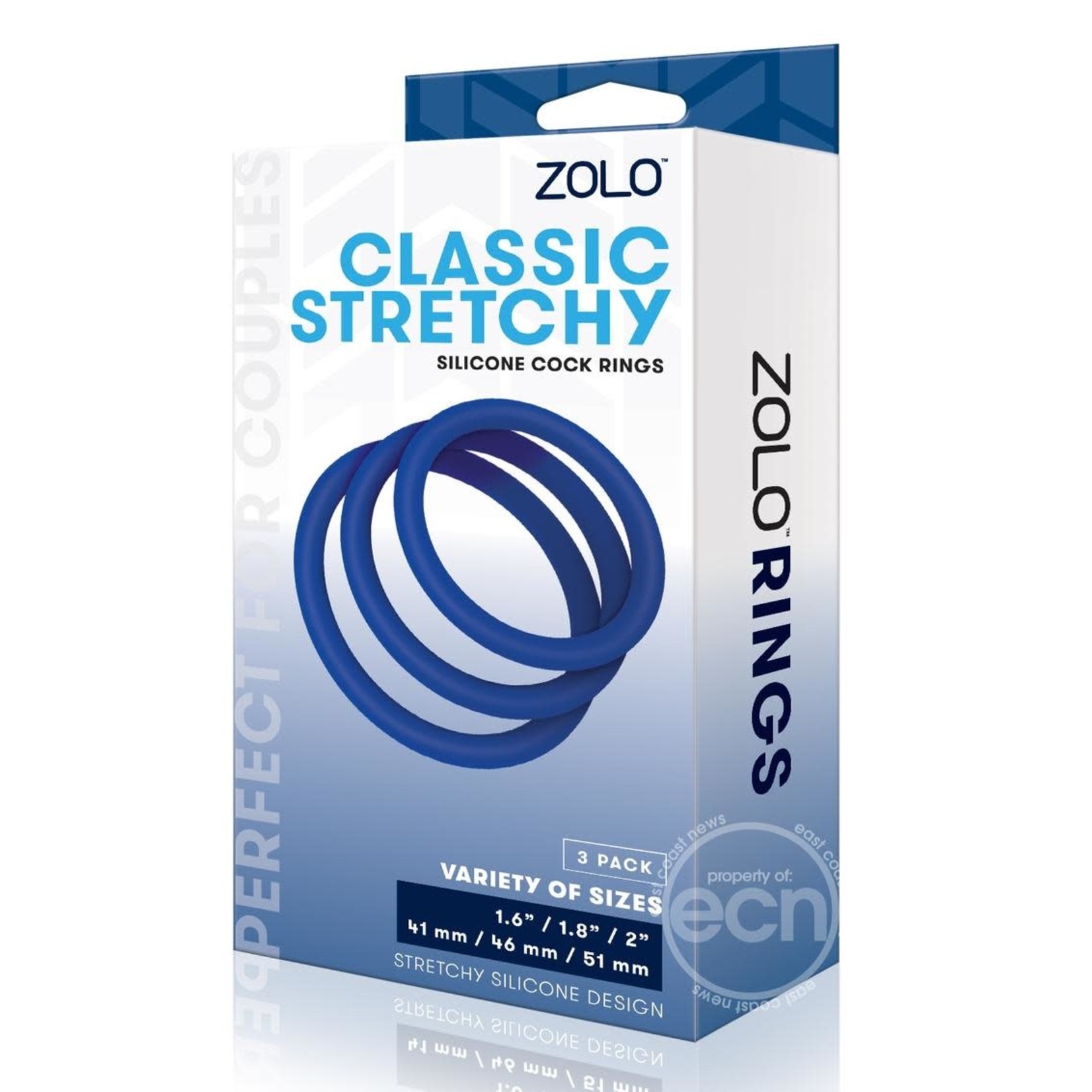 Zolo Stretchy Silicone Cock Ring (3 pack) - Navy