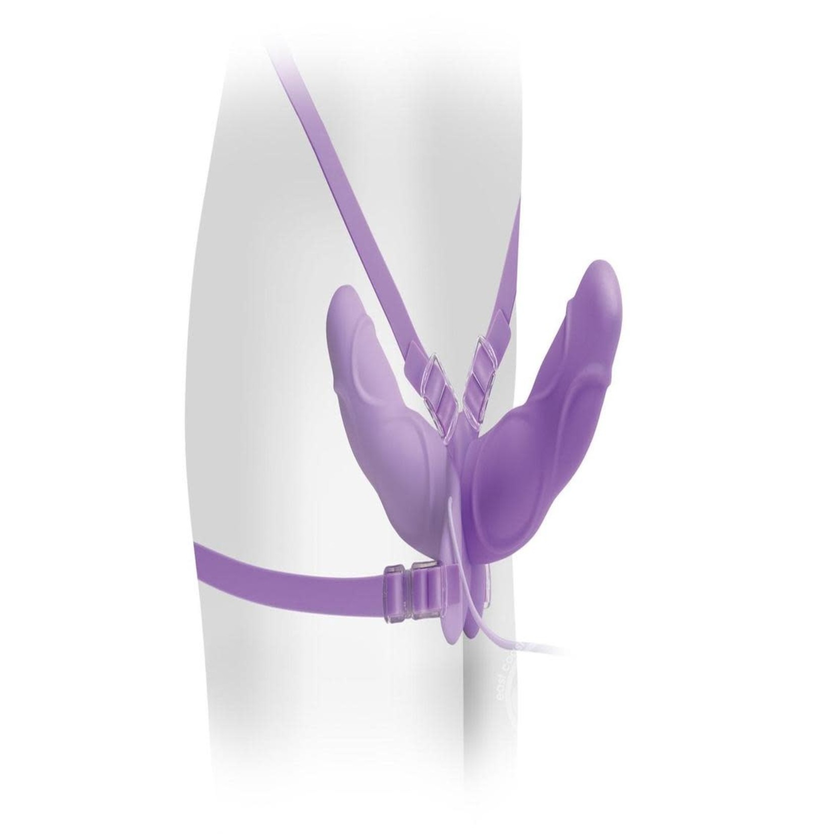 Fetish Fantasy Elite Vibrating Double Delight Strap On Silicone Waterproof 10 Inch Purple