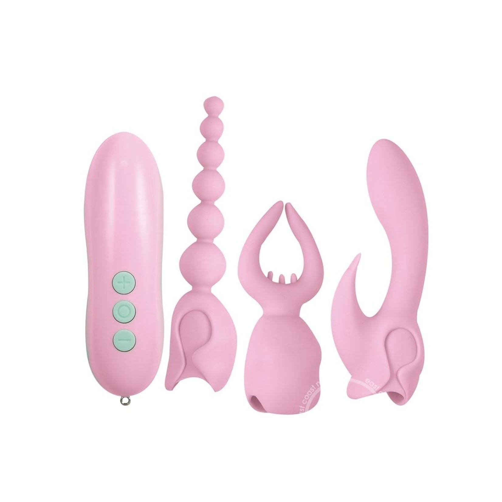 Pink Elite Collection Rechargeable Silicone Vibrator Ultimate Orgasm Kit - Pink