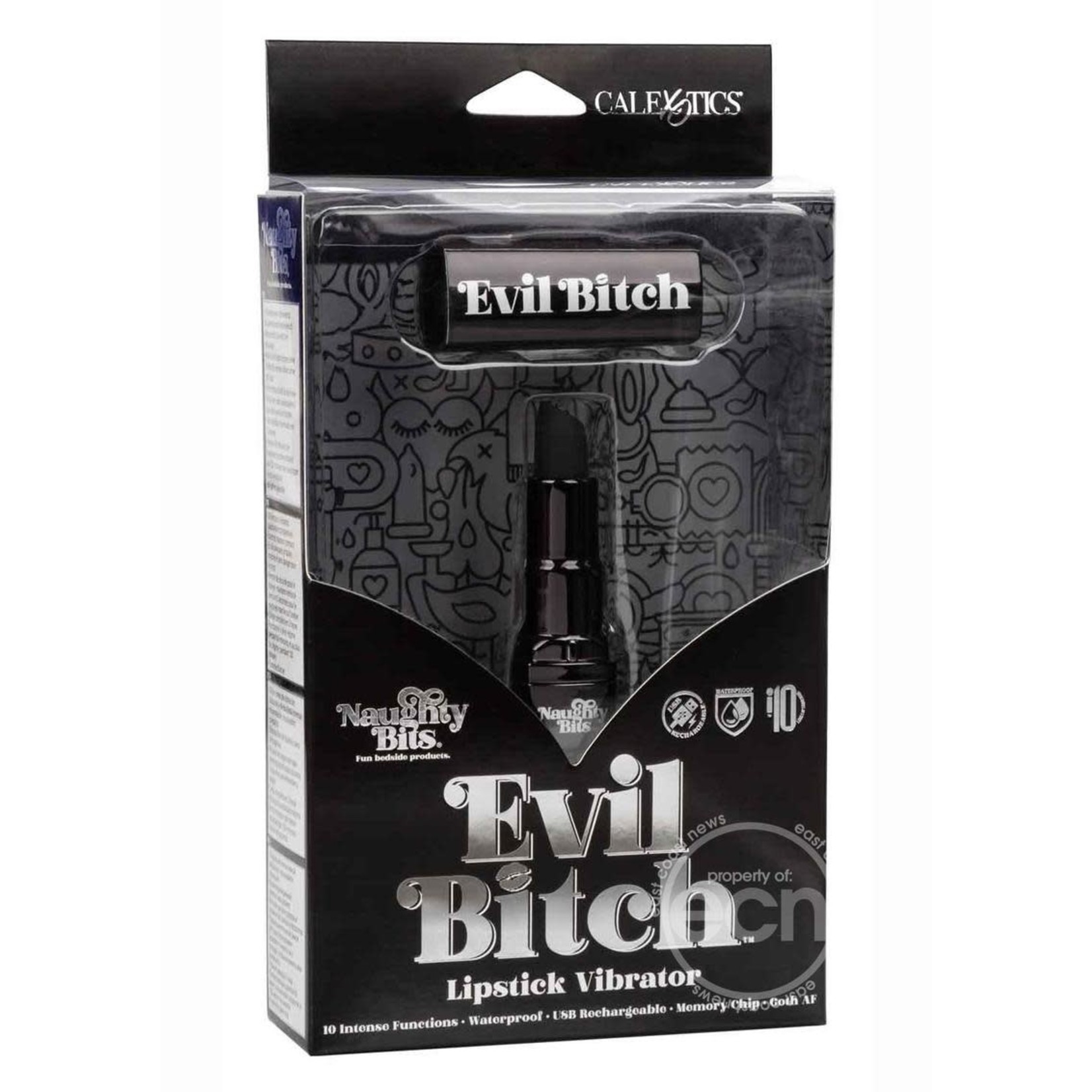 Naughty Bits Evil Bitch Lipstick Rechargeable Silicone Vibrator - Black