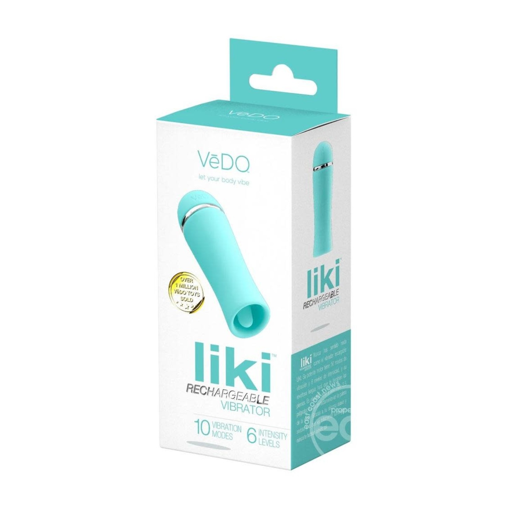 VeDO Liki Rechargeable Silicone Flicker Vibrator - Tease Me Turquoise