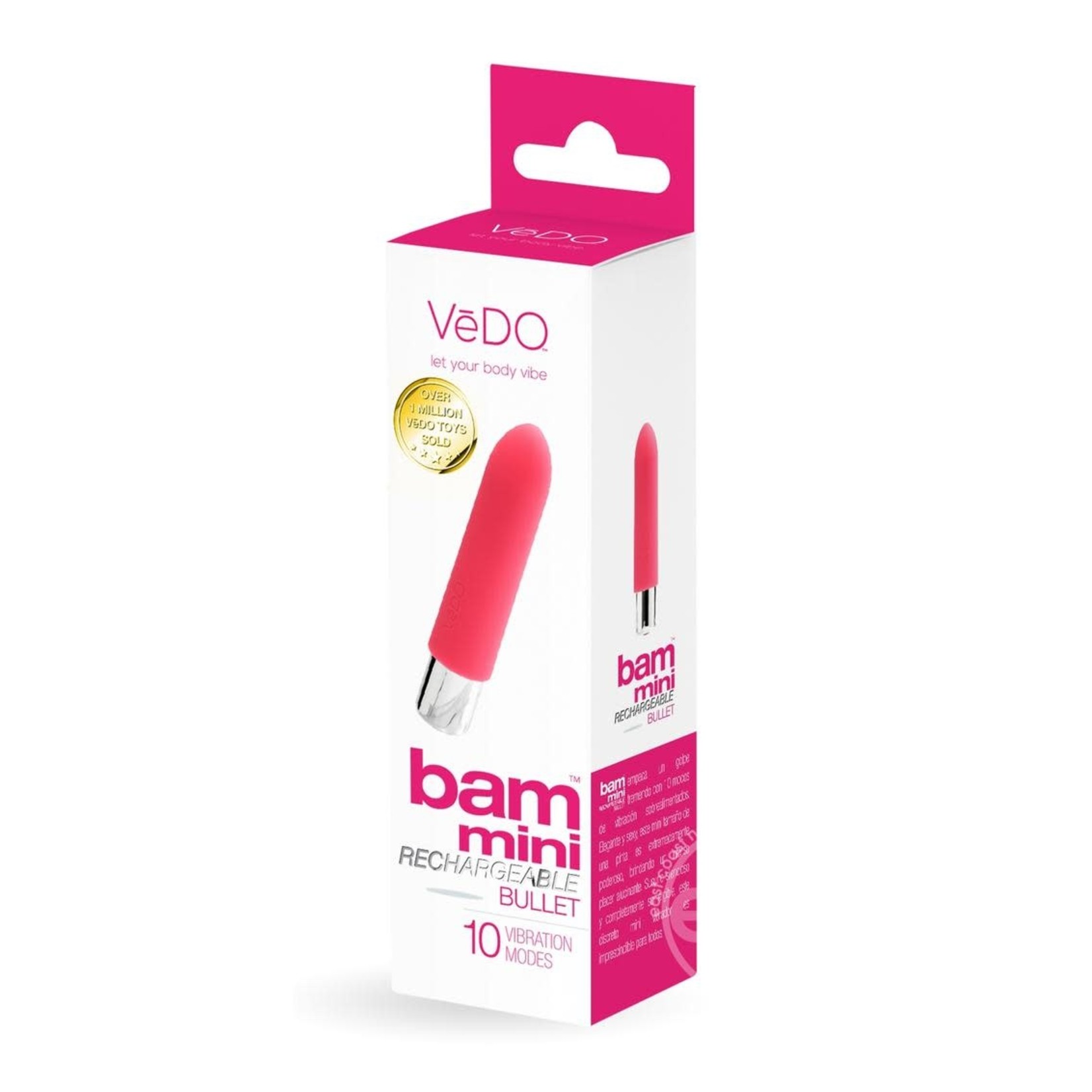 VeDO Bam Mini Rechargeable Silicone Bullet Vibrator - Foxy Pink
