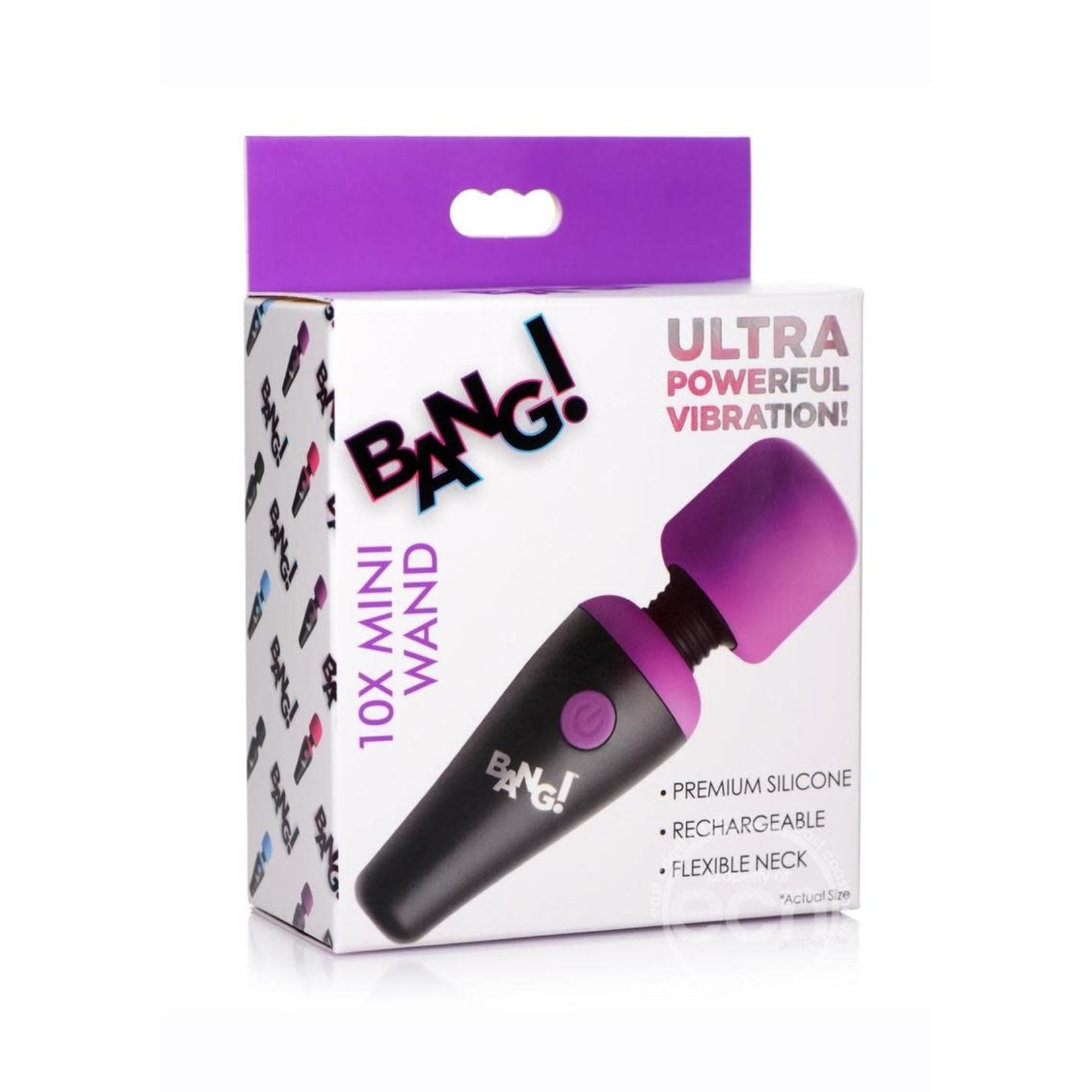 Bang! 10X Vibrating Mini Rechargeable Silicone Wand Massager- Purple