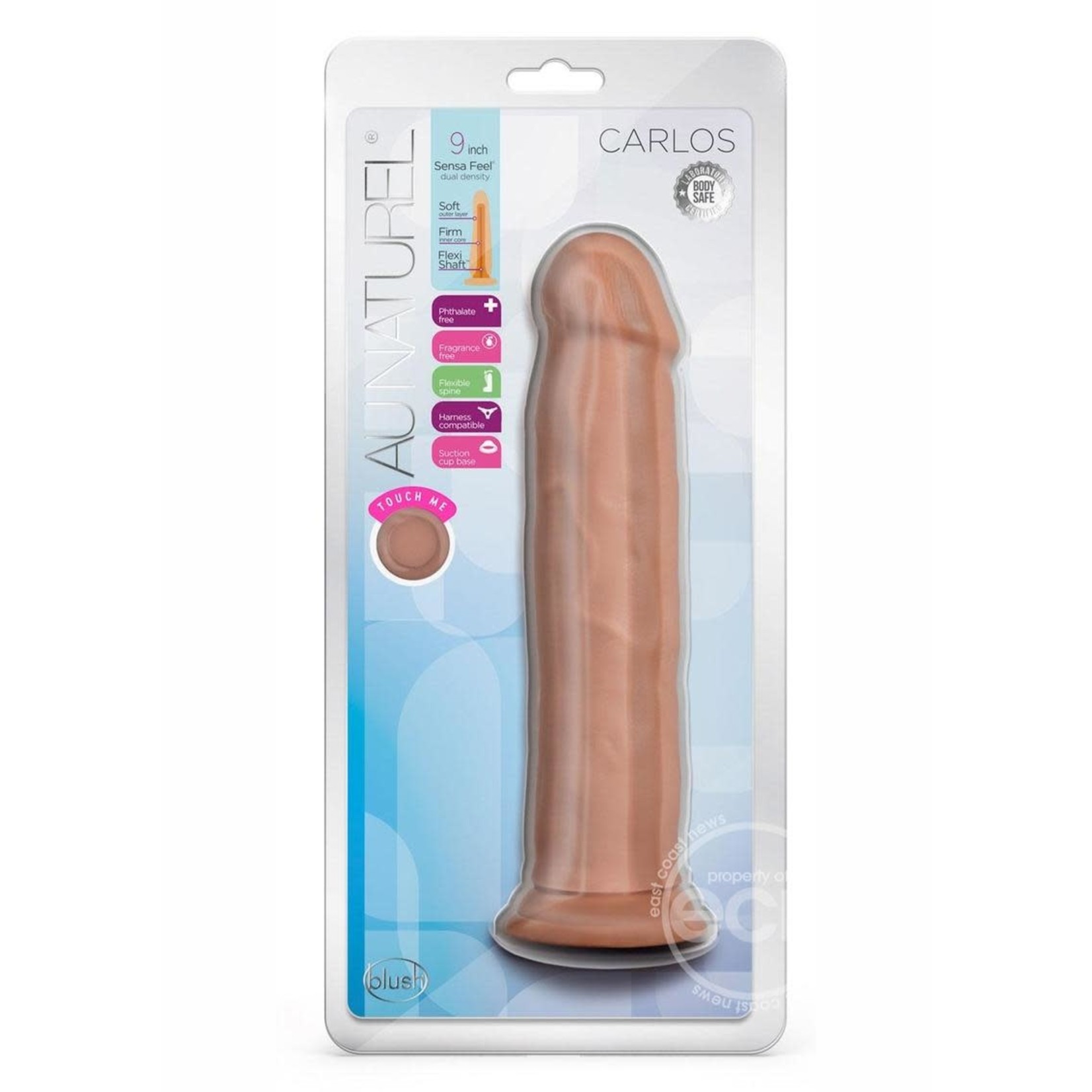 Au Naturel Carlos Dildo 9in - Mocha