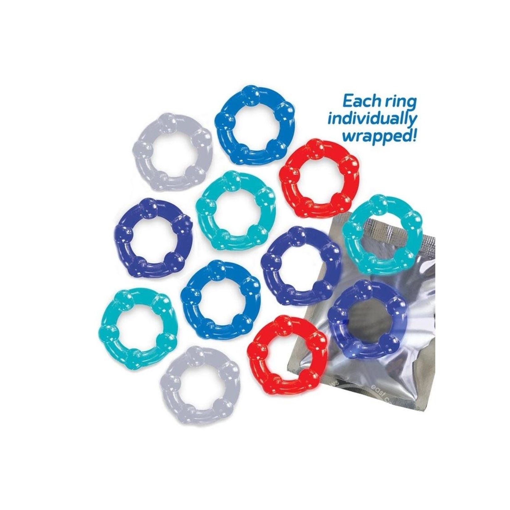 The 9's - Baller's Dozen Beaded Cockrings (12 per Pack) - Assorted Colors