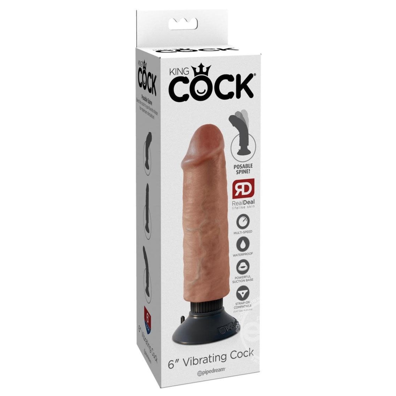 King Cock Vibrating Dildo 6in - Caramel