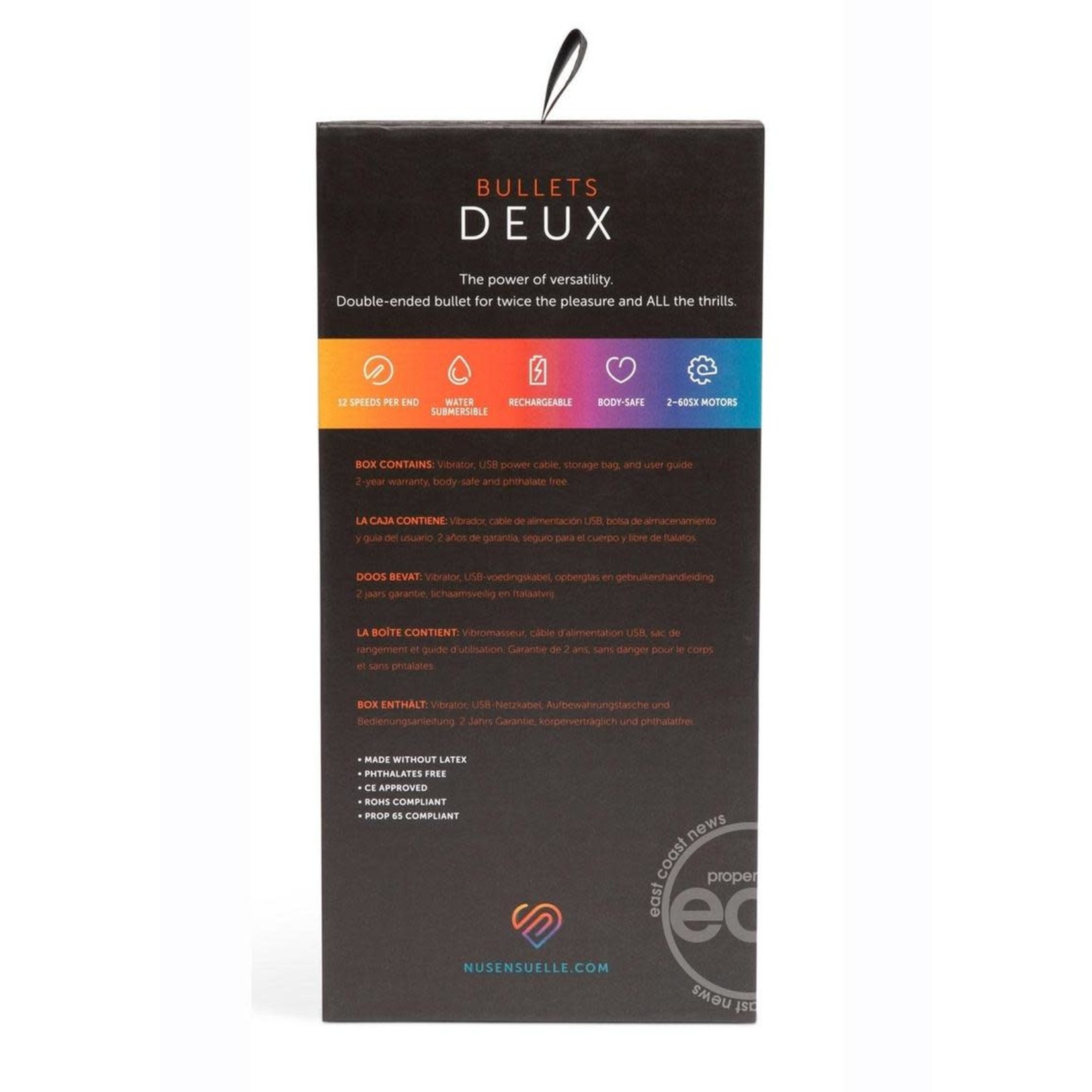 Nu Sensuelle Deux Silicone Rechargeable Bullet - Black/Rose Gold