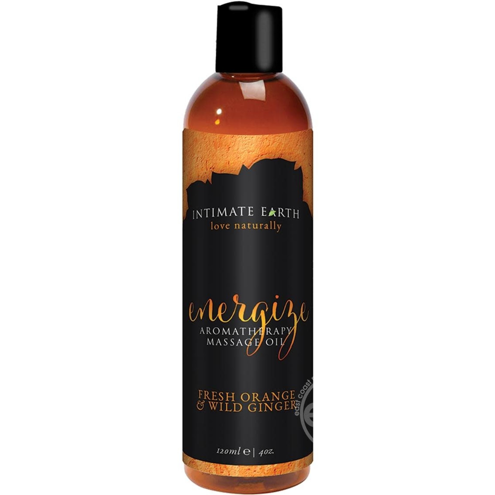 Intimate Earth Energize Aromatherapy Massage Oil Fresh Orange & Wild Ginger 4oz