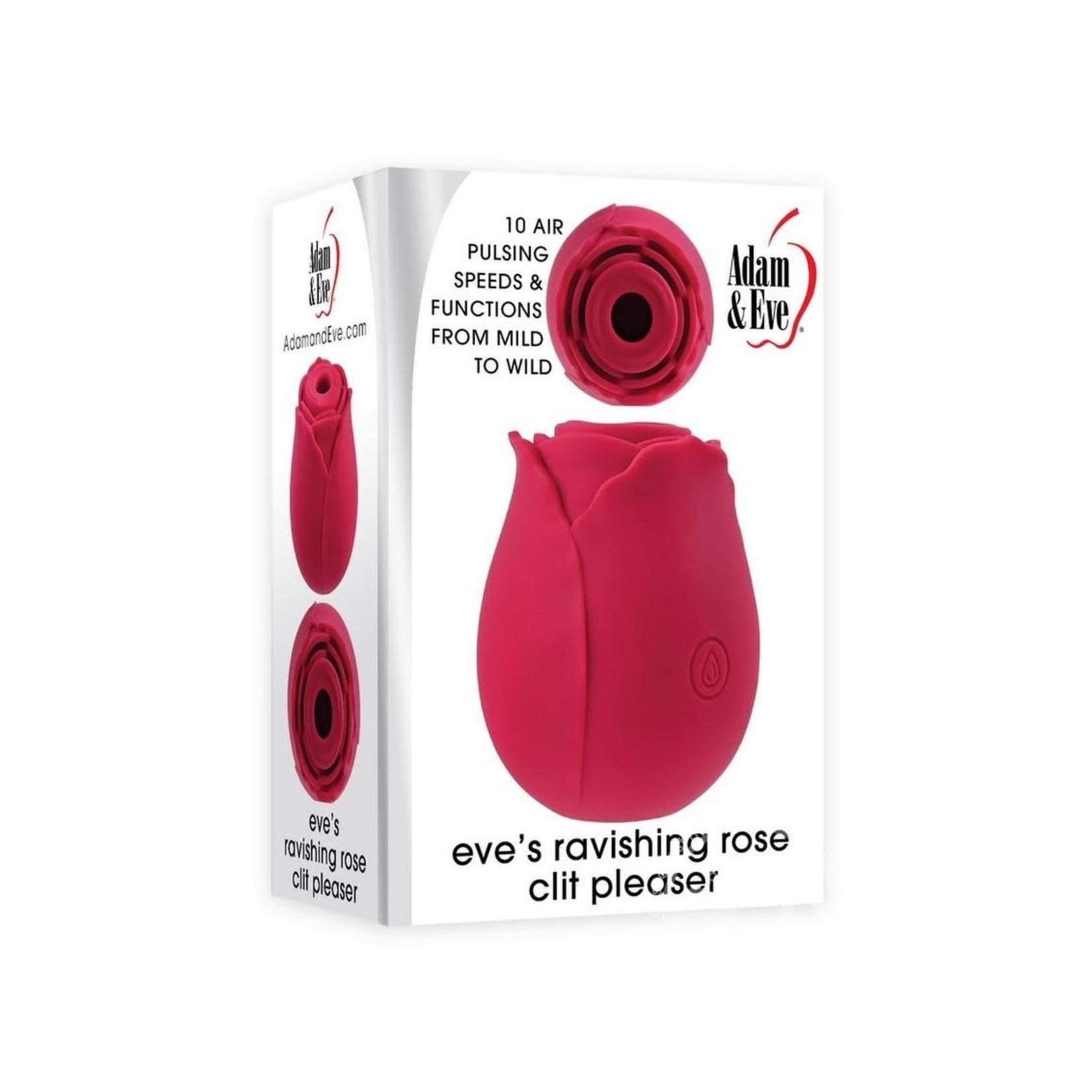 Adam & Eve's Ravishing Rose Clit Pleaser Silicone Rechargeable Stimulator - Red
