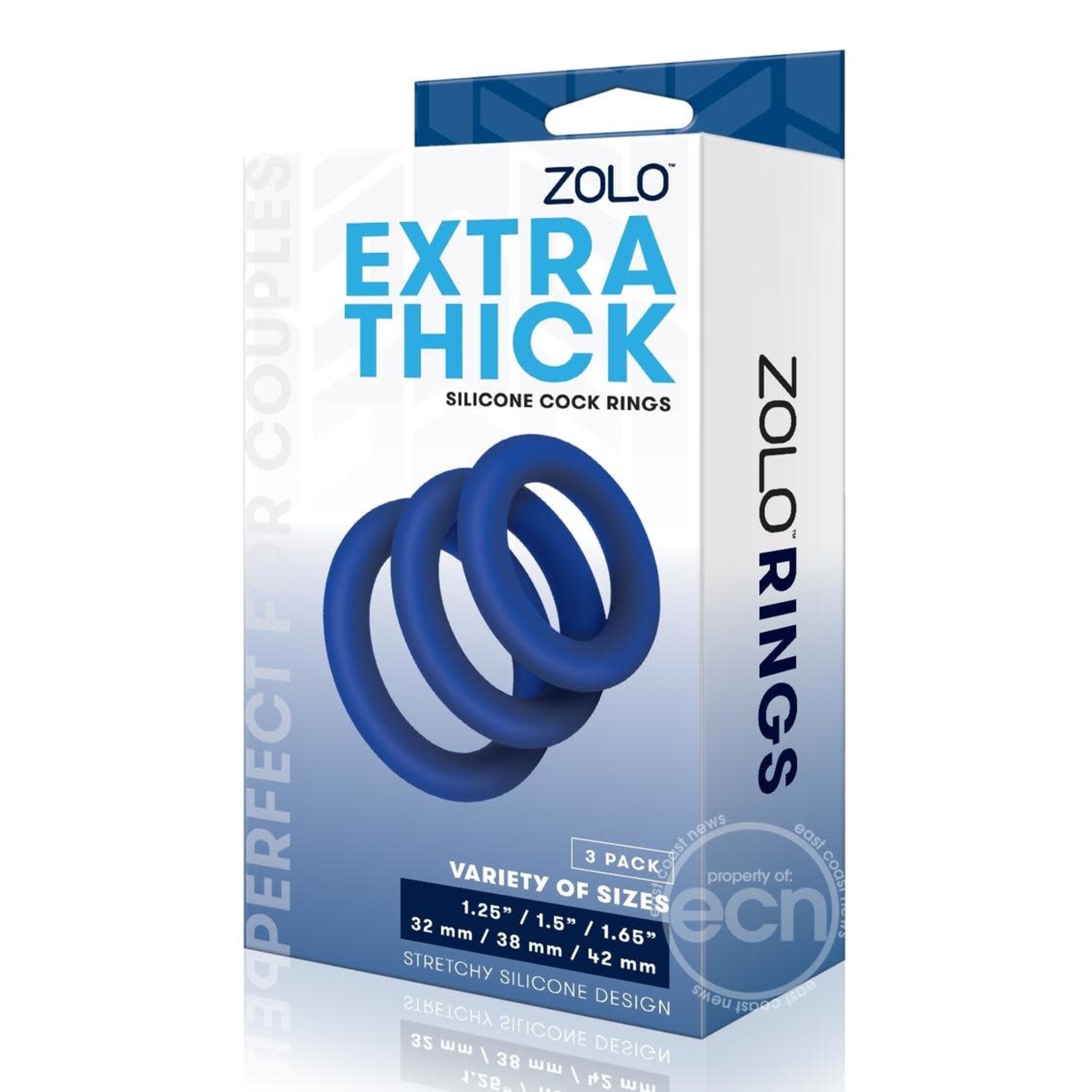 Zolo Extra Thick Silicone Cock Ring 3pk - Navy