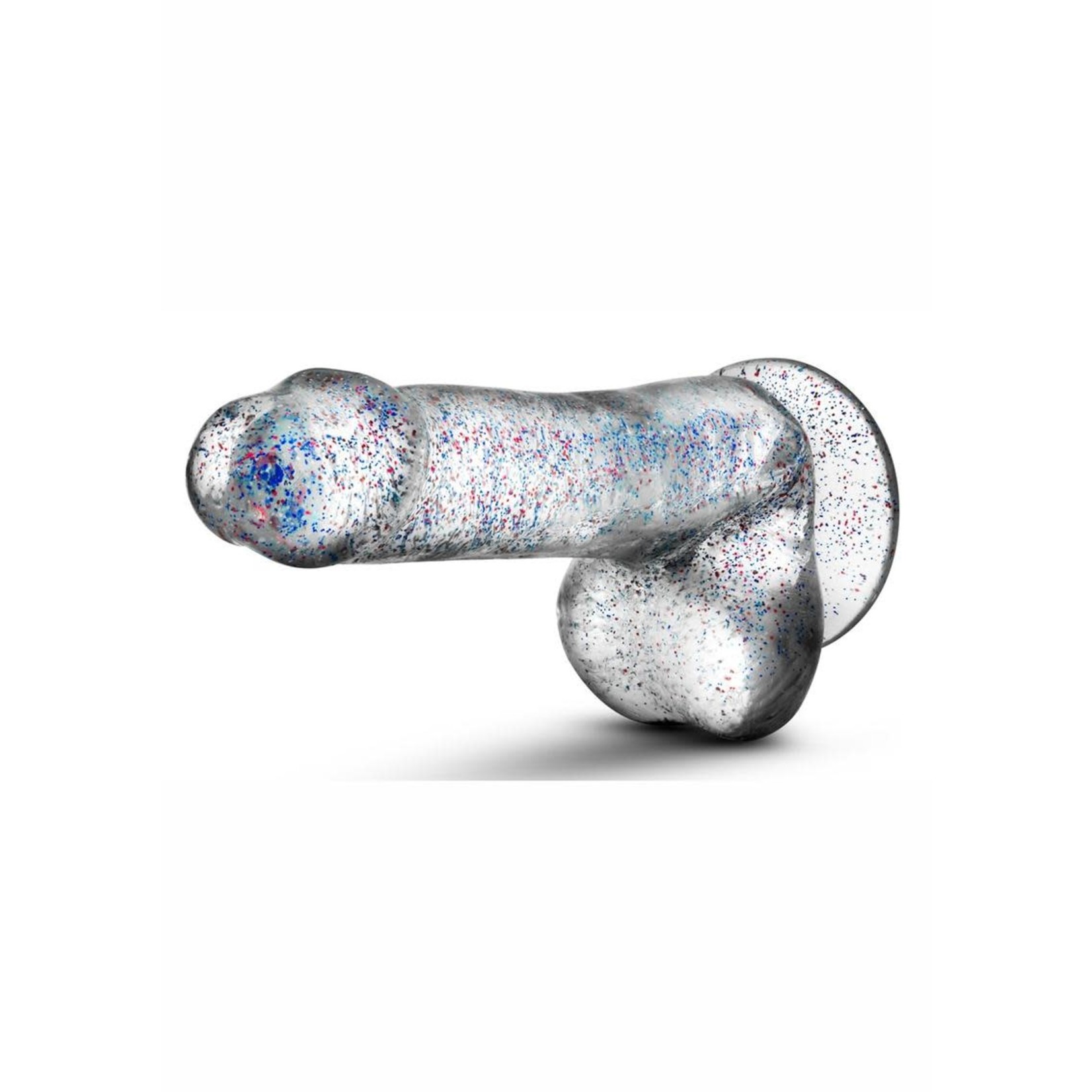Naturally Yours Glitter Dildo With Balls 6in - Clear